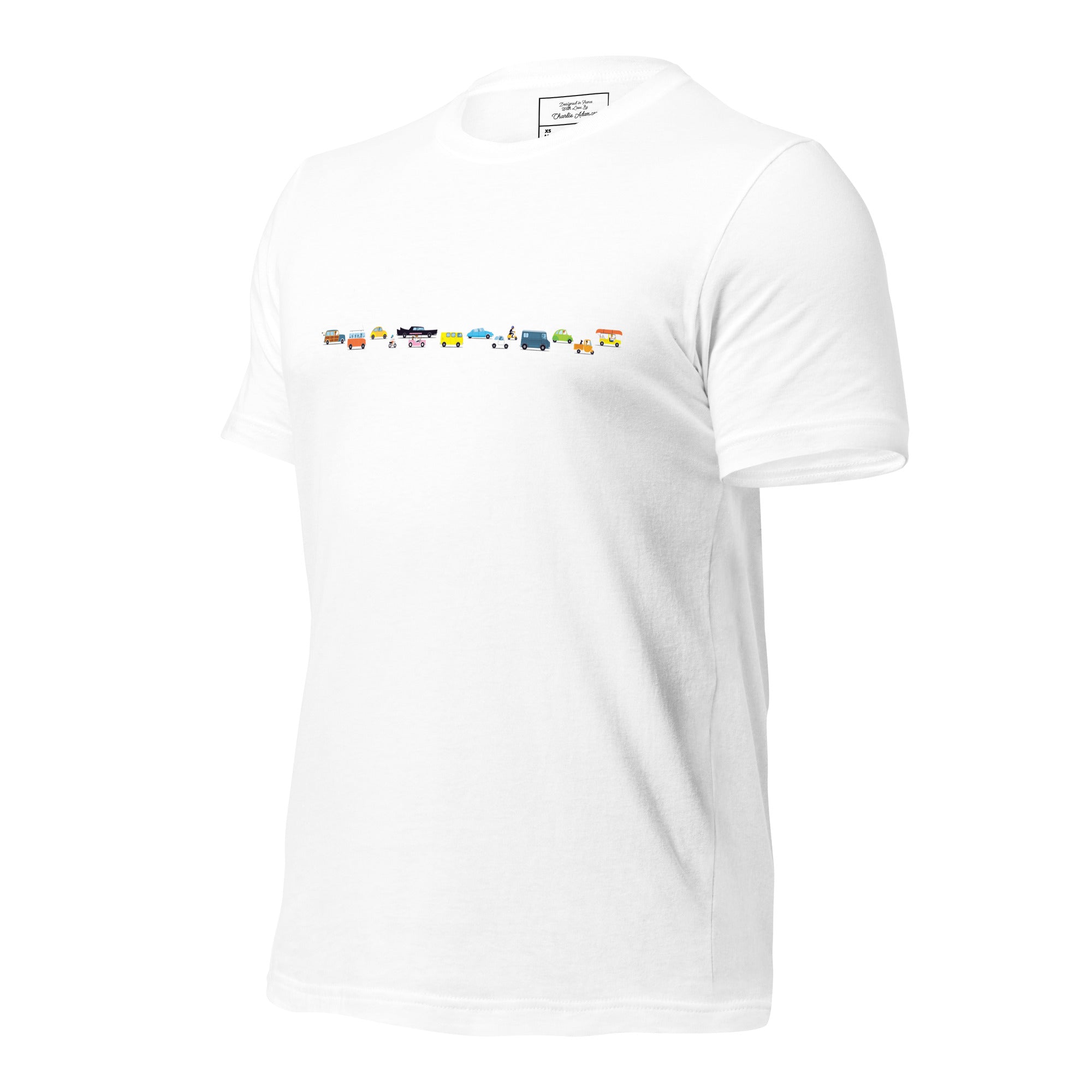 T-shirt en coton unisexe Vintage Cars Traffic Jam sur couleurs claires