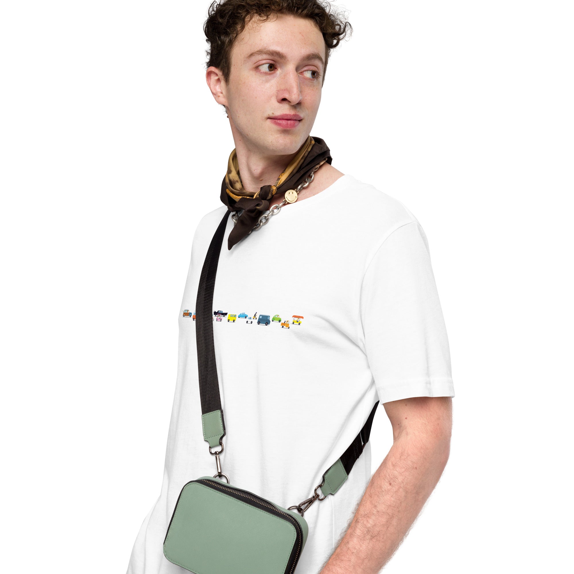 T-shirt en coton unisexe Vintage Cars Traffic Jam sur couleurs claires