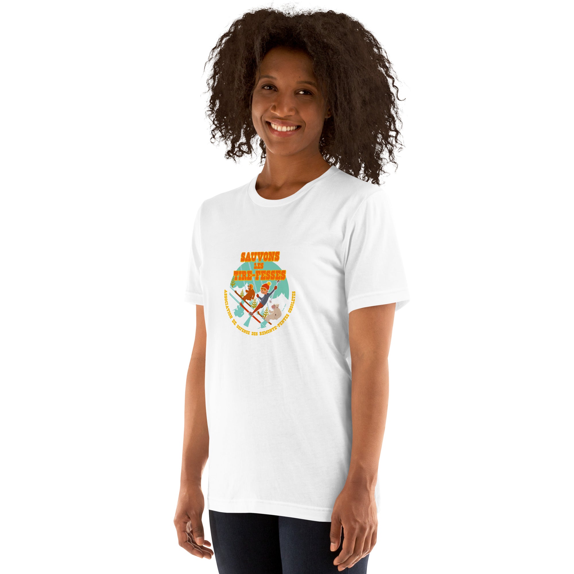 T-shirt en coton unisexe Sauvons les Tires-fesses sur couleurs claires