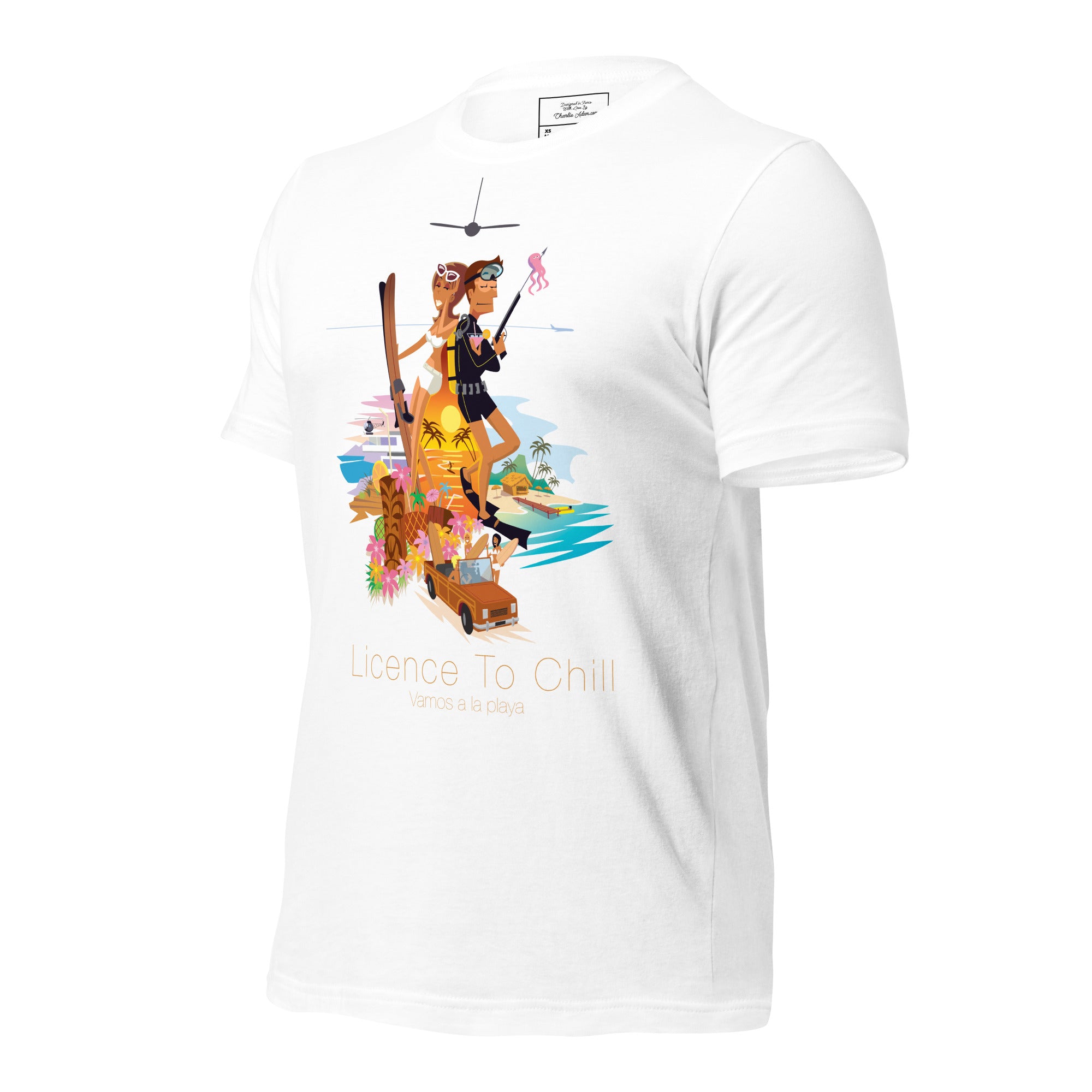 T-shirt en coton unisexe License to Chill Vamos a la playa sur couleurs claires