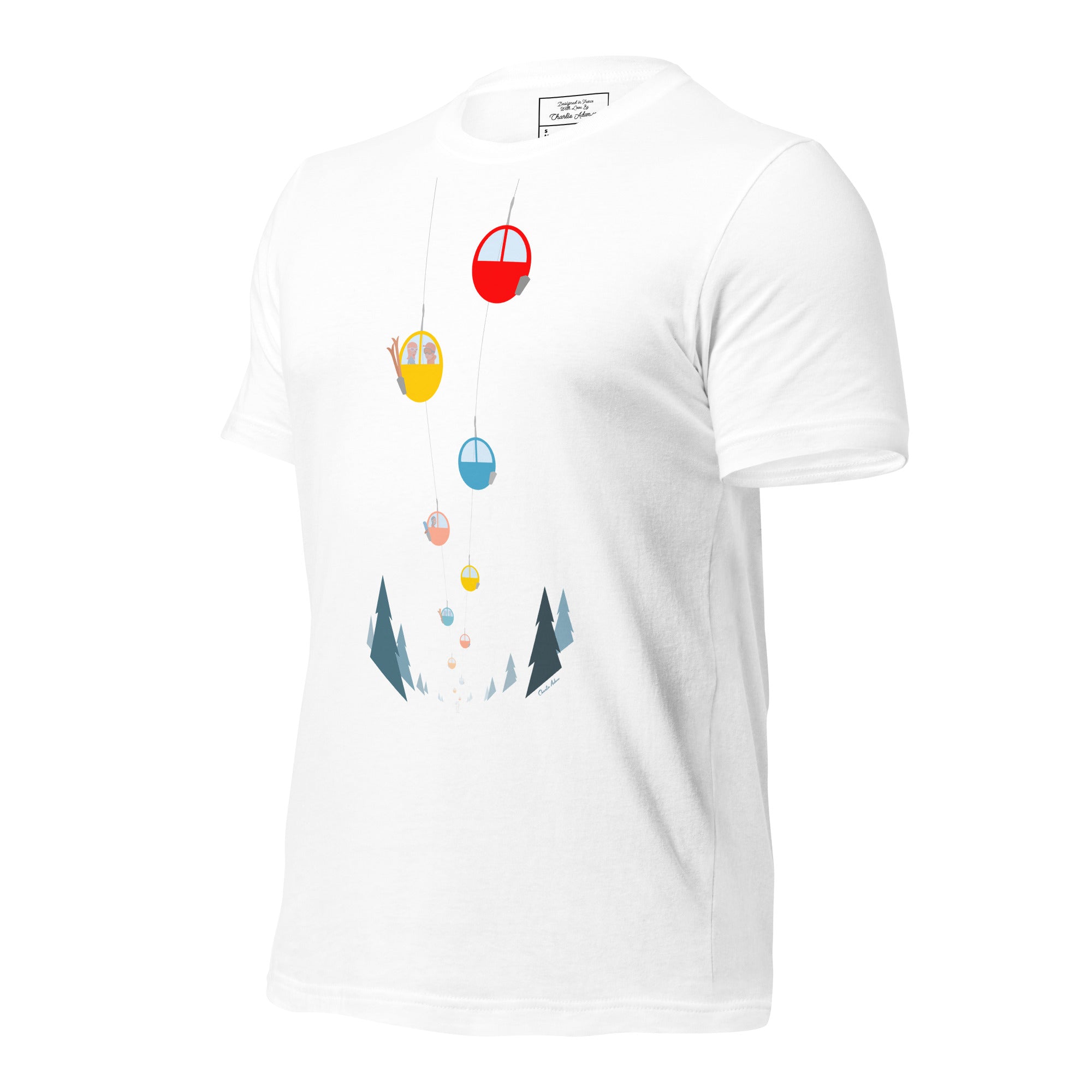 T-shirt en coton unisexe Gondolas in the mist sur couleurs claires