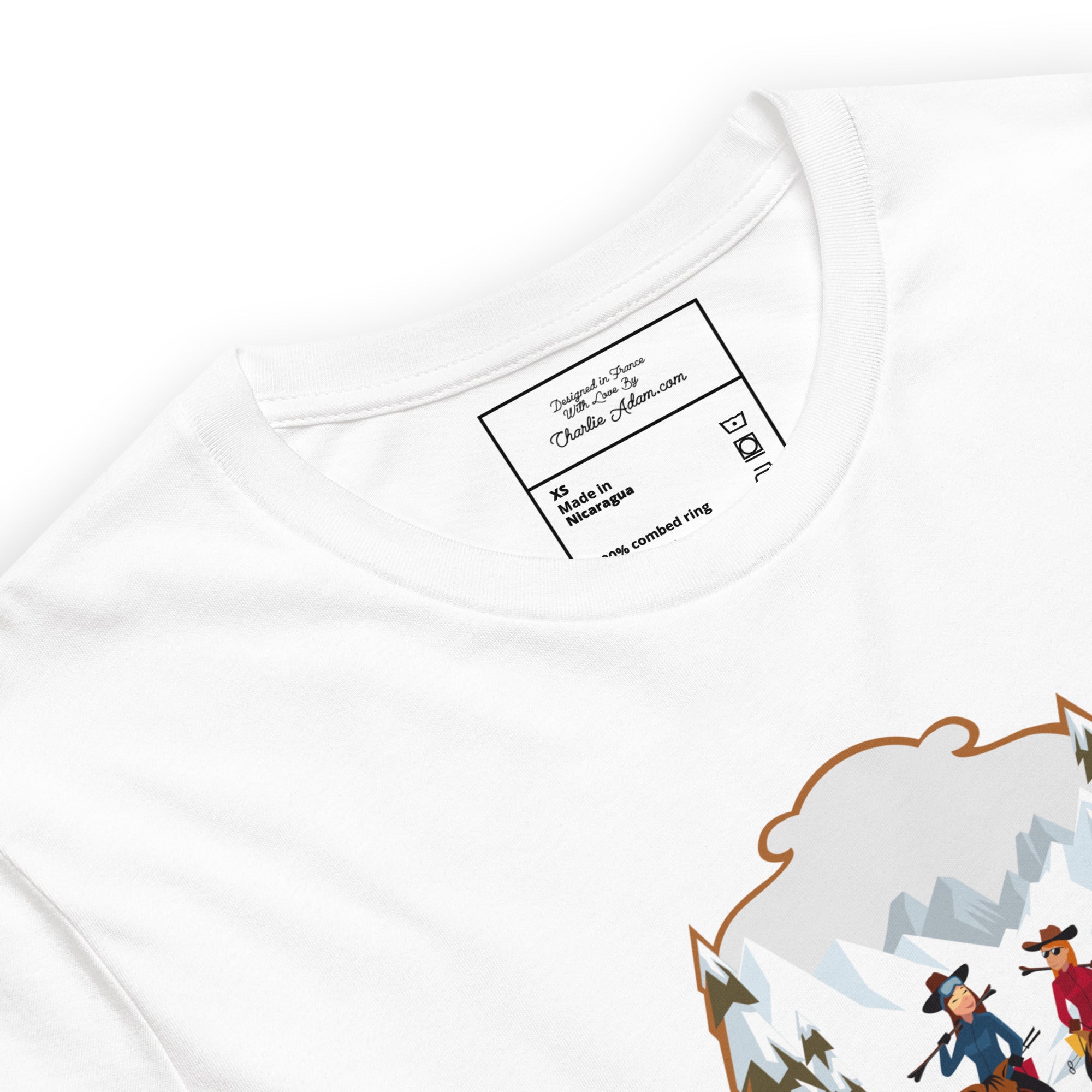 T-shirt en coton unisexe The Skiing Cowgirl sur fond clair