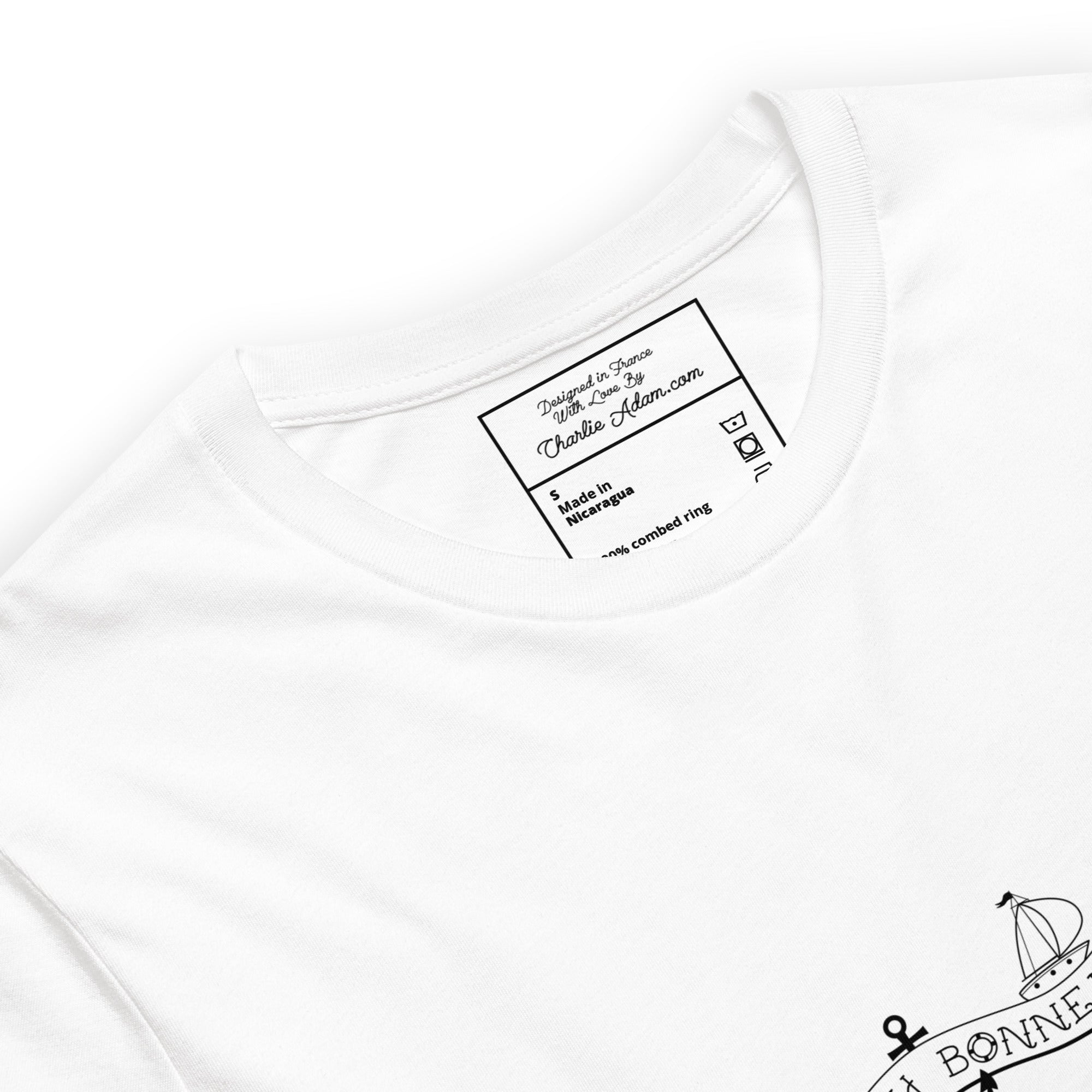 T-shirt en coton unisexe Oh Bonne Mer Tattoo black sur couleurs claires