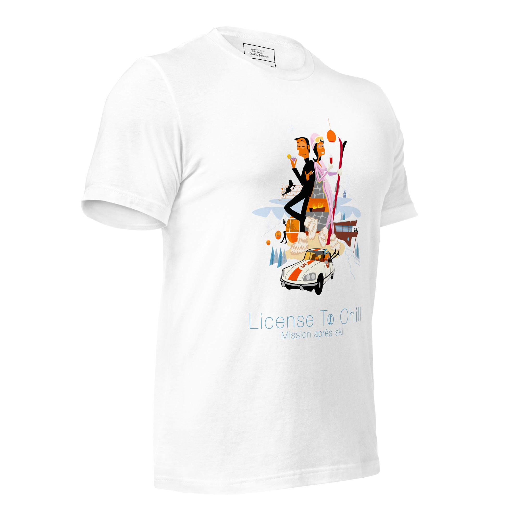 T-shirt en coton unisexe License To Chill Mission Après-Ski sur couleurs claires