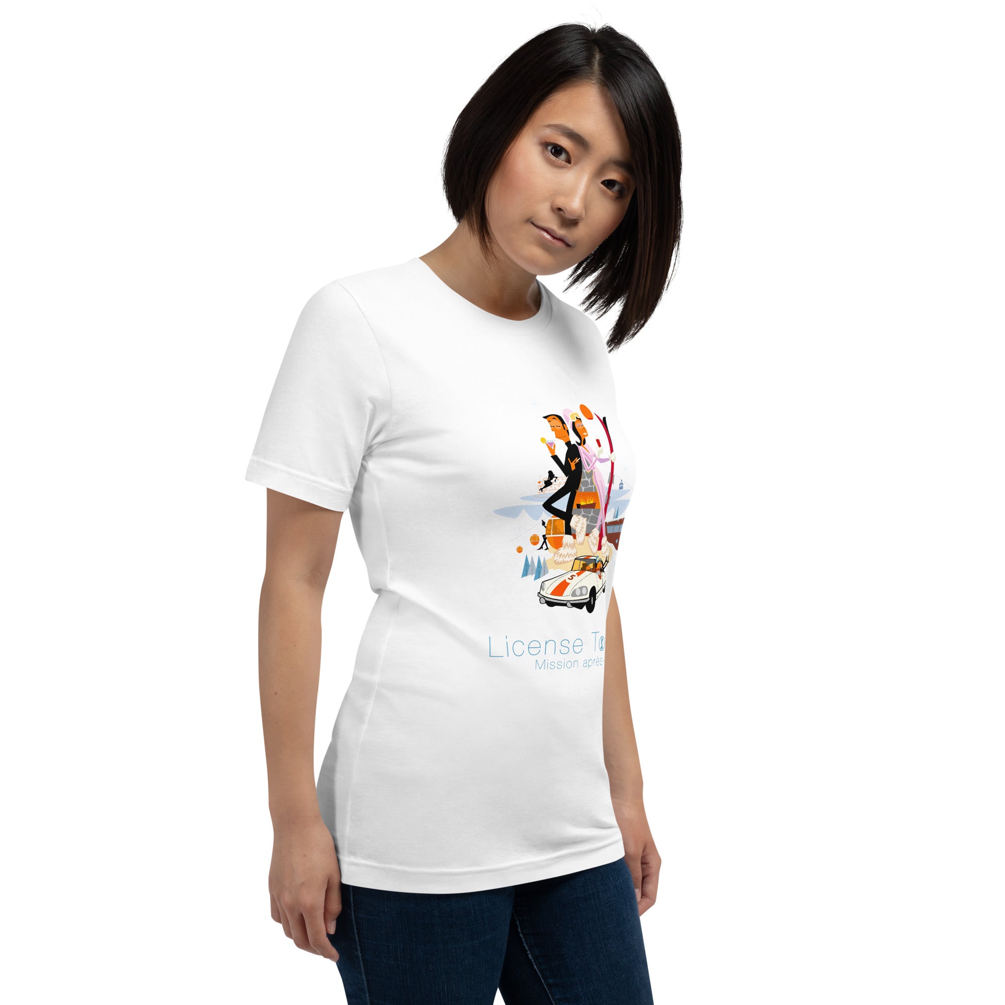 T-shirt en coton unisexe License To Chill Mission Après-Ski sur couleurs claires
