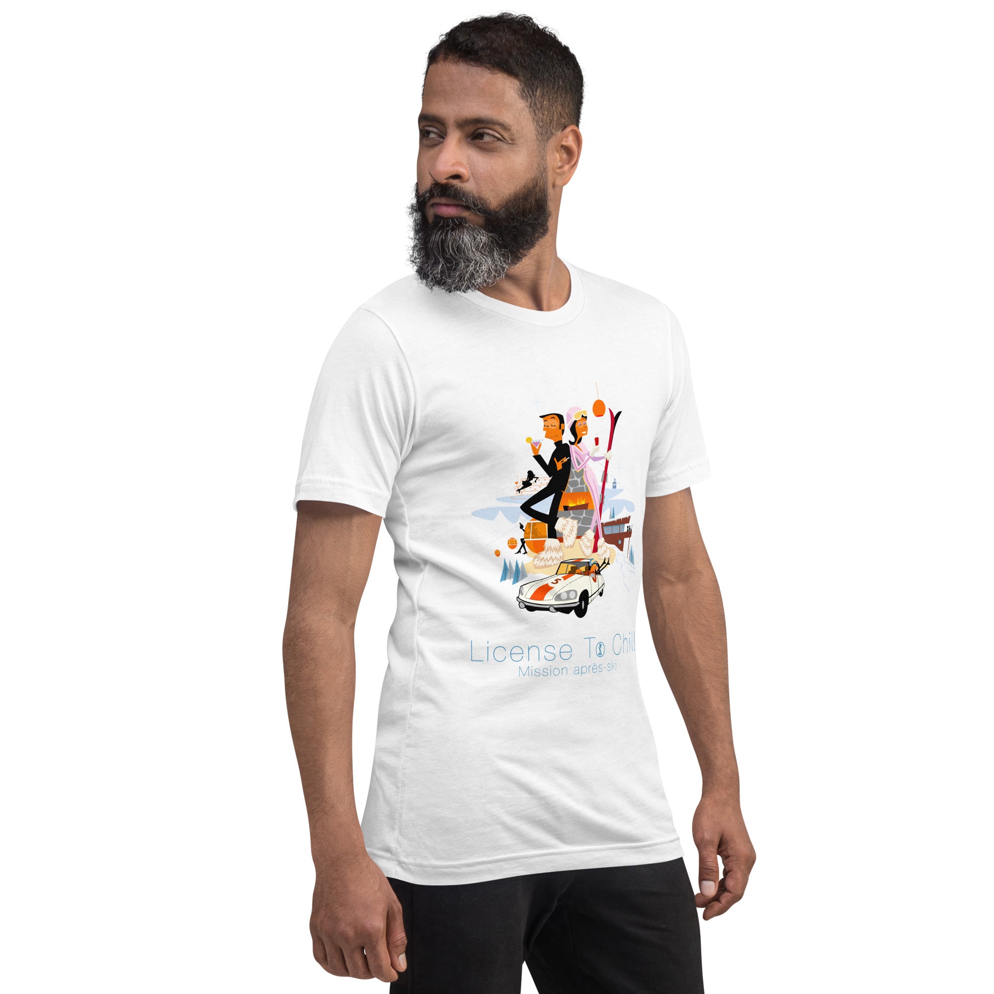 T-shirt en coton unisexe License To Chill Mission Après-Ski sur couleurs claires