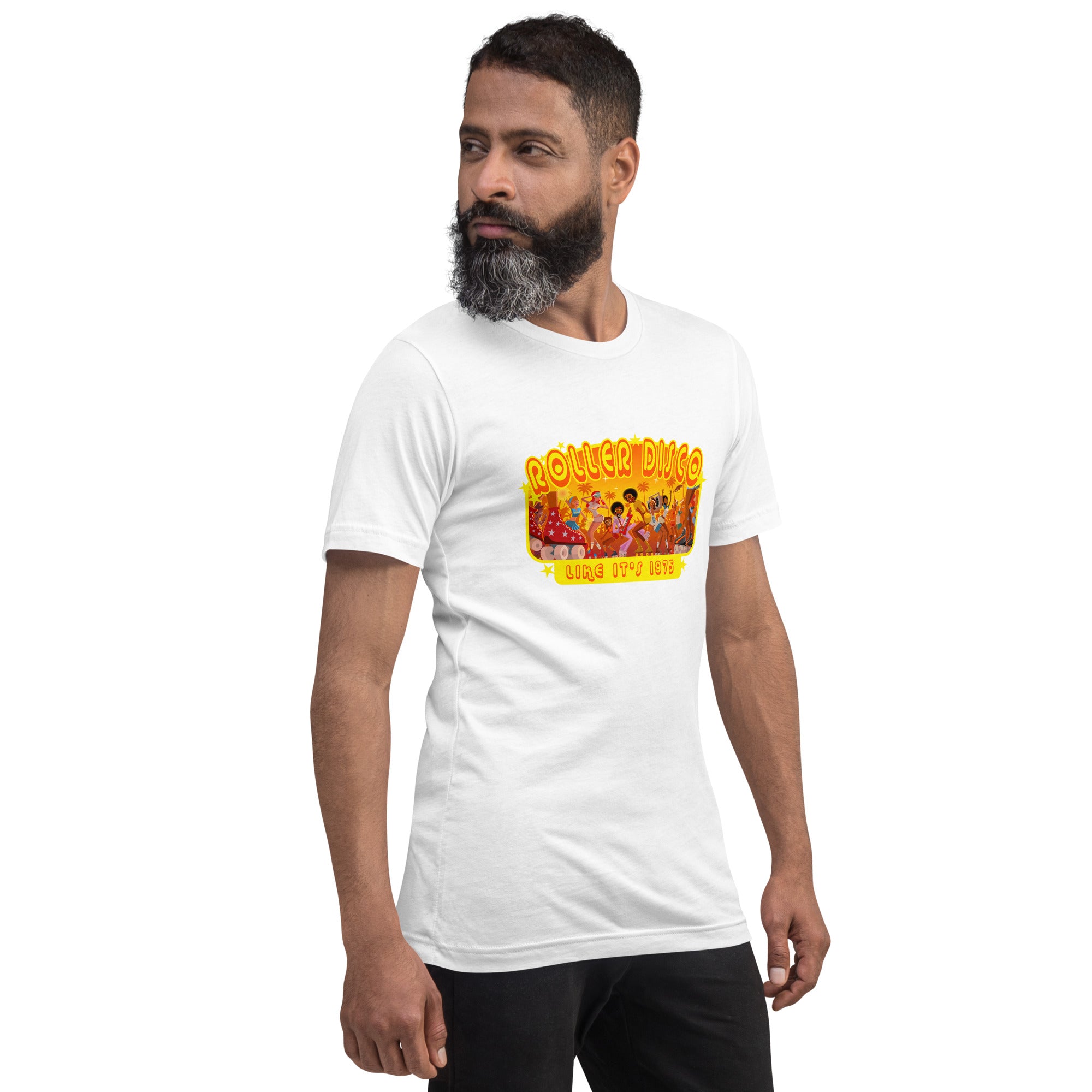 T-shirt en coton unisexe Roller Disco 1975 sur couleurs claires