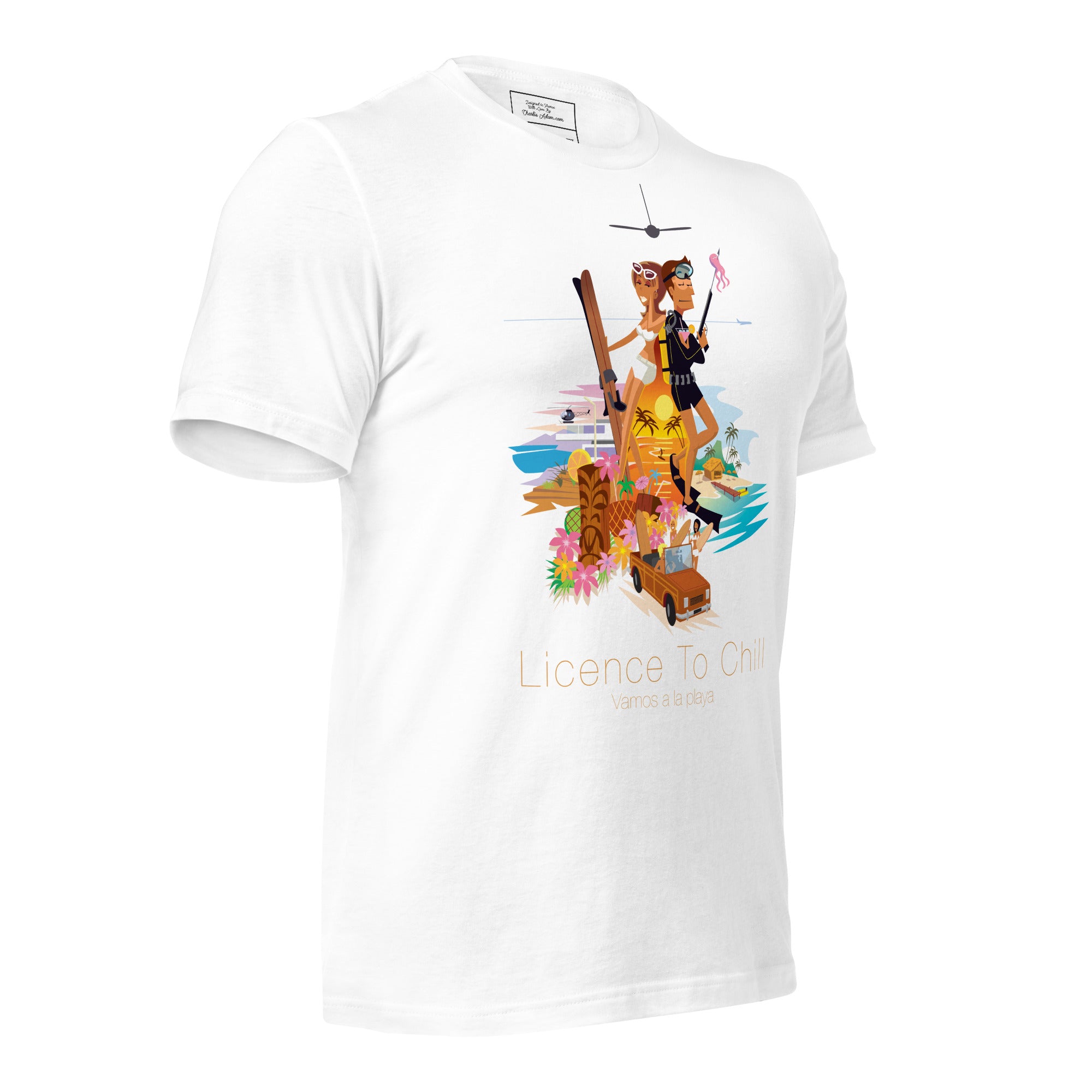 T-shirt en coton unisexe License to Chill Vamos a la playa sur couleurs claires
