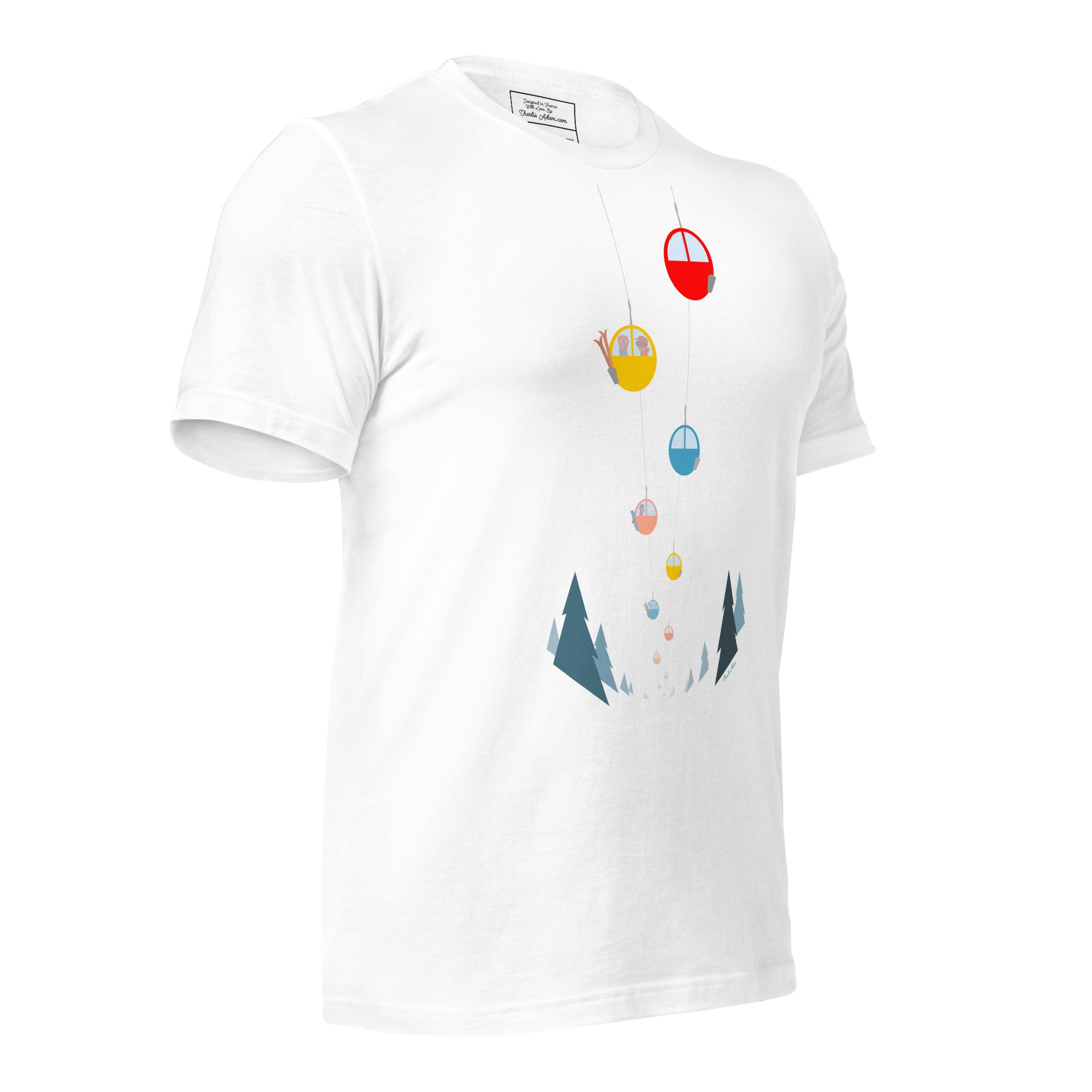 T-shirt en coton unisexe Gondolas in the mist sur couleurs claires