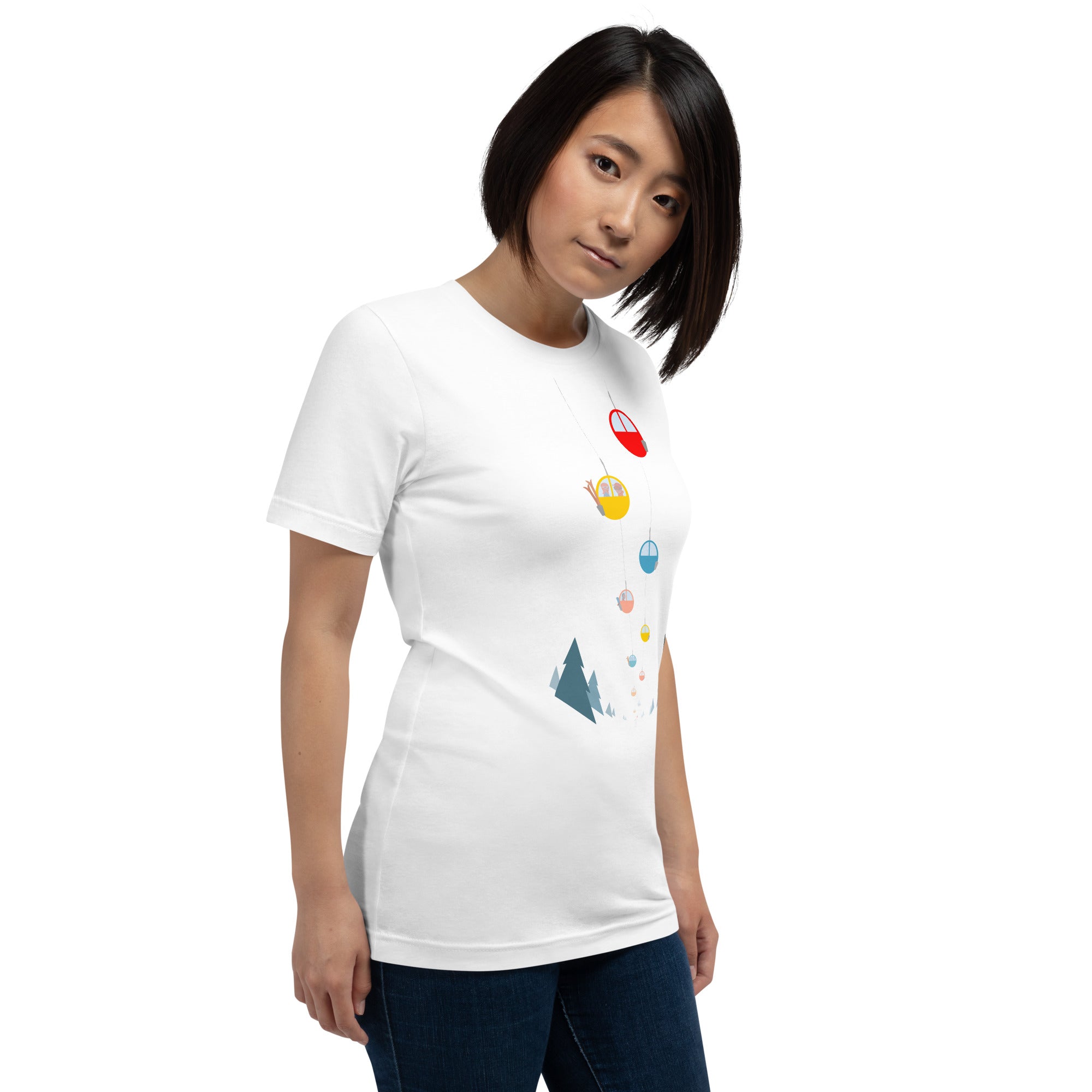T-shirt en coton unisexe Gondolas in the mist sur couleurs claires