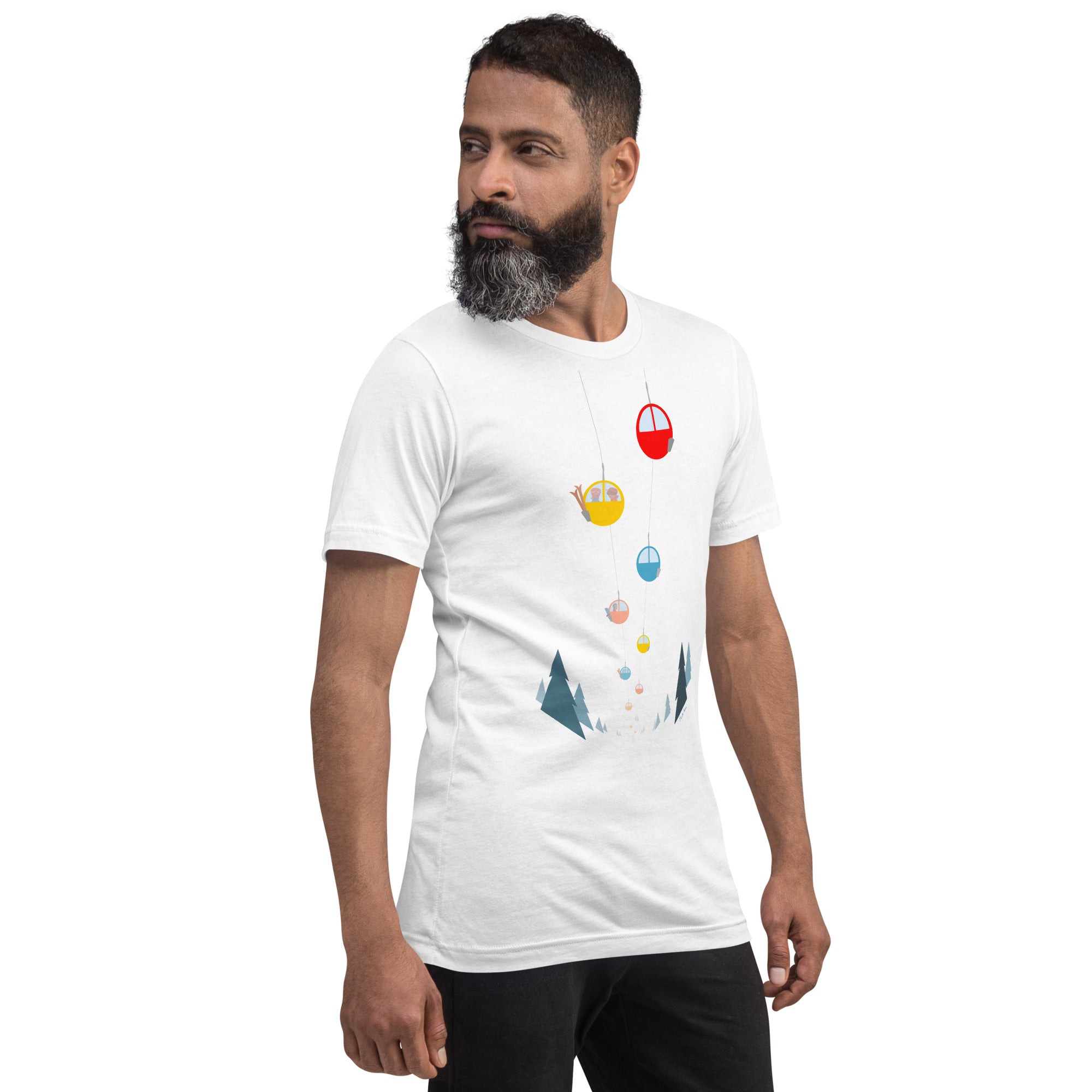 T-shirt en coton unisexe Gondolas in the mist sur couleurs claires