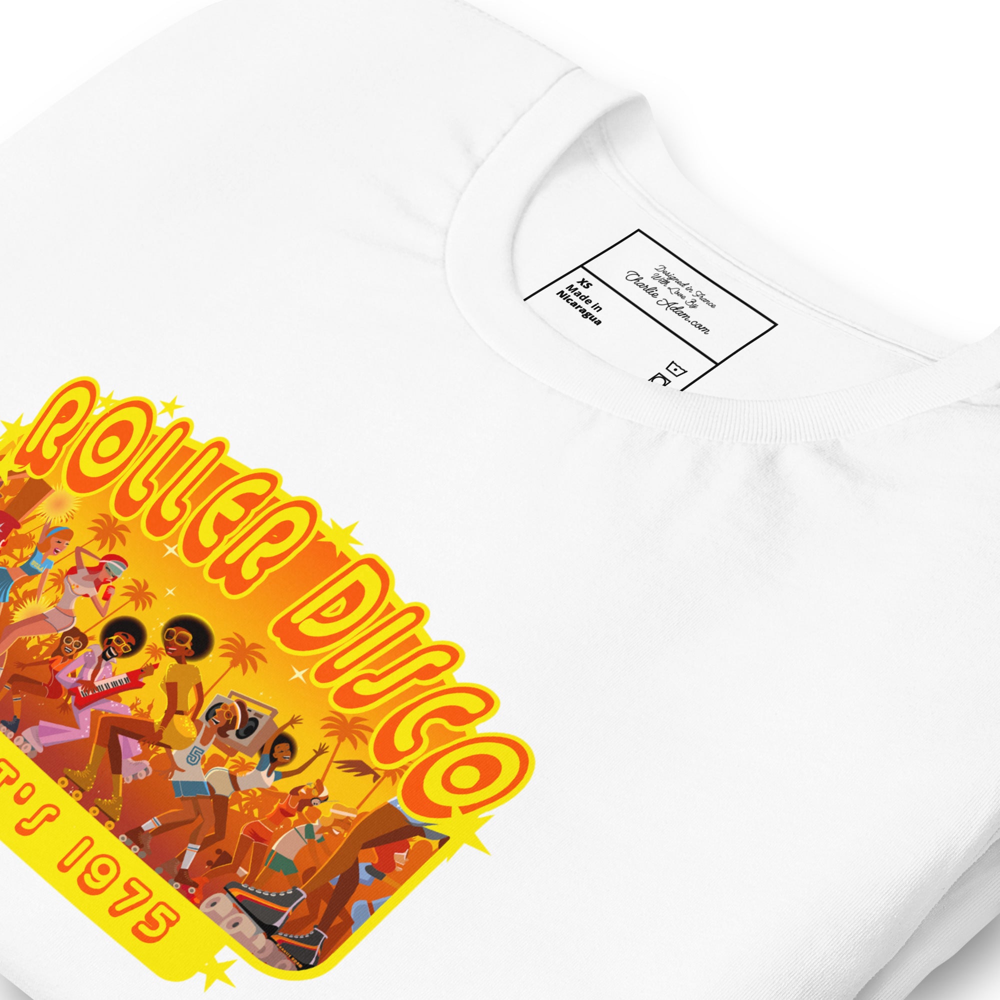 T-shirt en coton unisexe Roller Disco 1975 sur couleurs claires