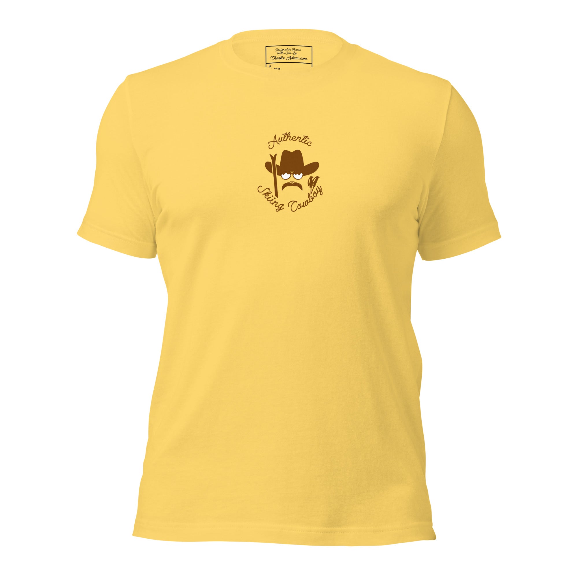 Unisex cotton t-shirt Authentic Skiing Cowboy on bright colors