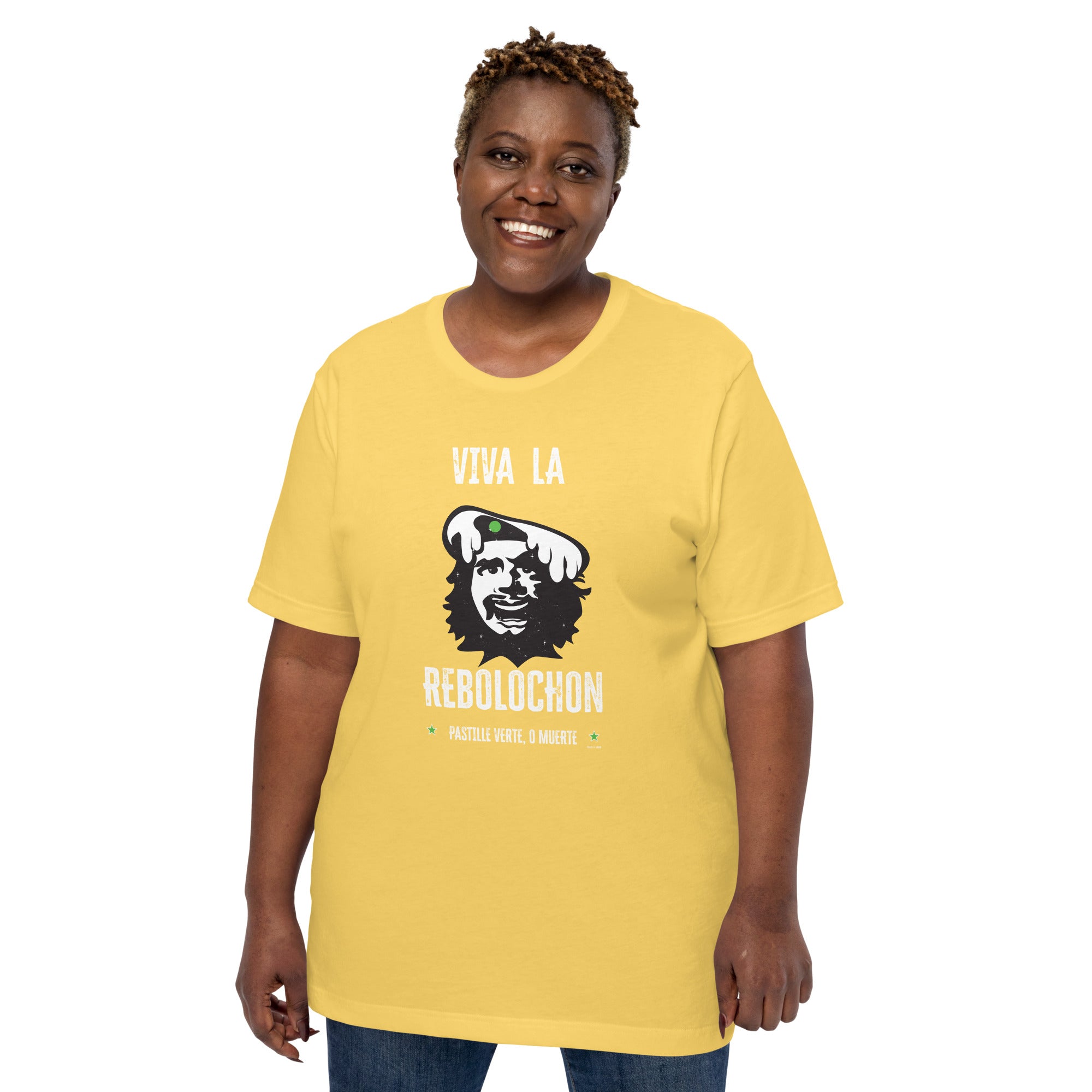 T-shirt en coton unisexe Viva la Rebolochon sur couleurs vives