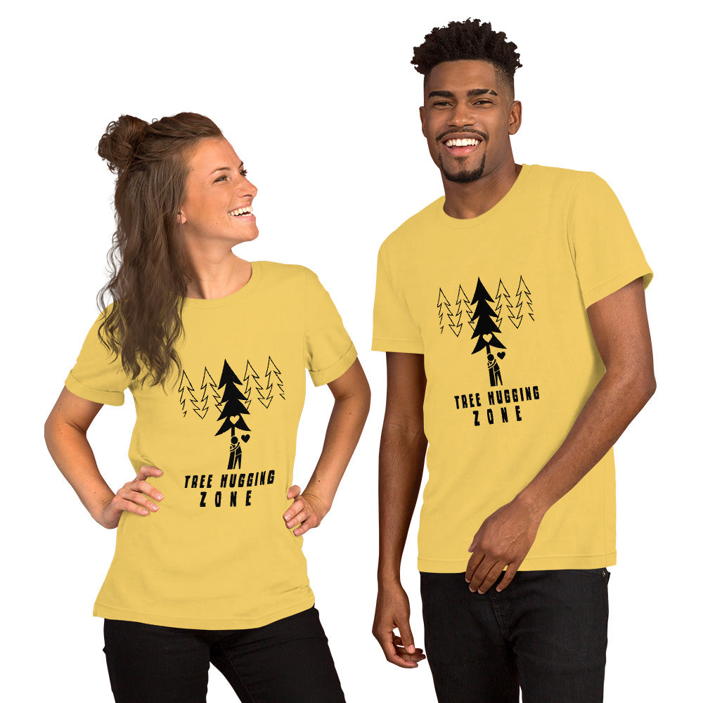 Unisex cotton t-shirt Tree hugging zone on bright colors