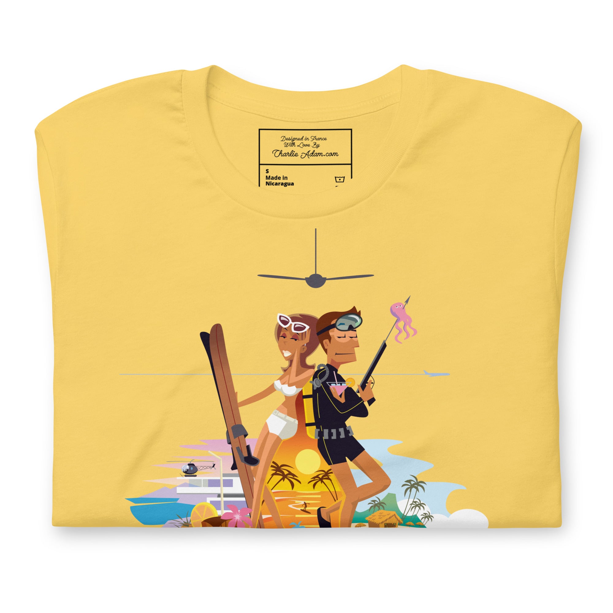 Unisex cotton t-shirt License to Chill Vamos a la Playa on bright colors