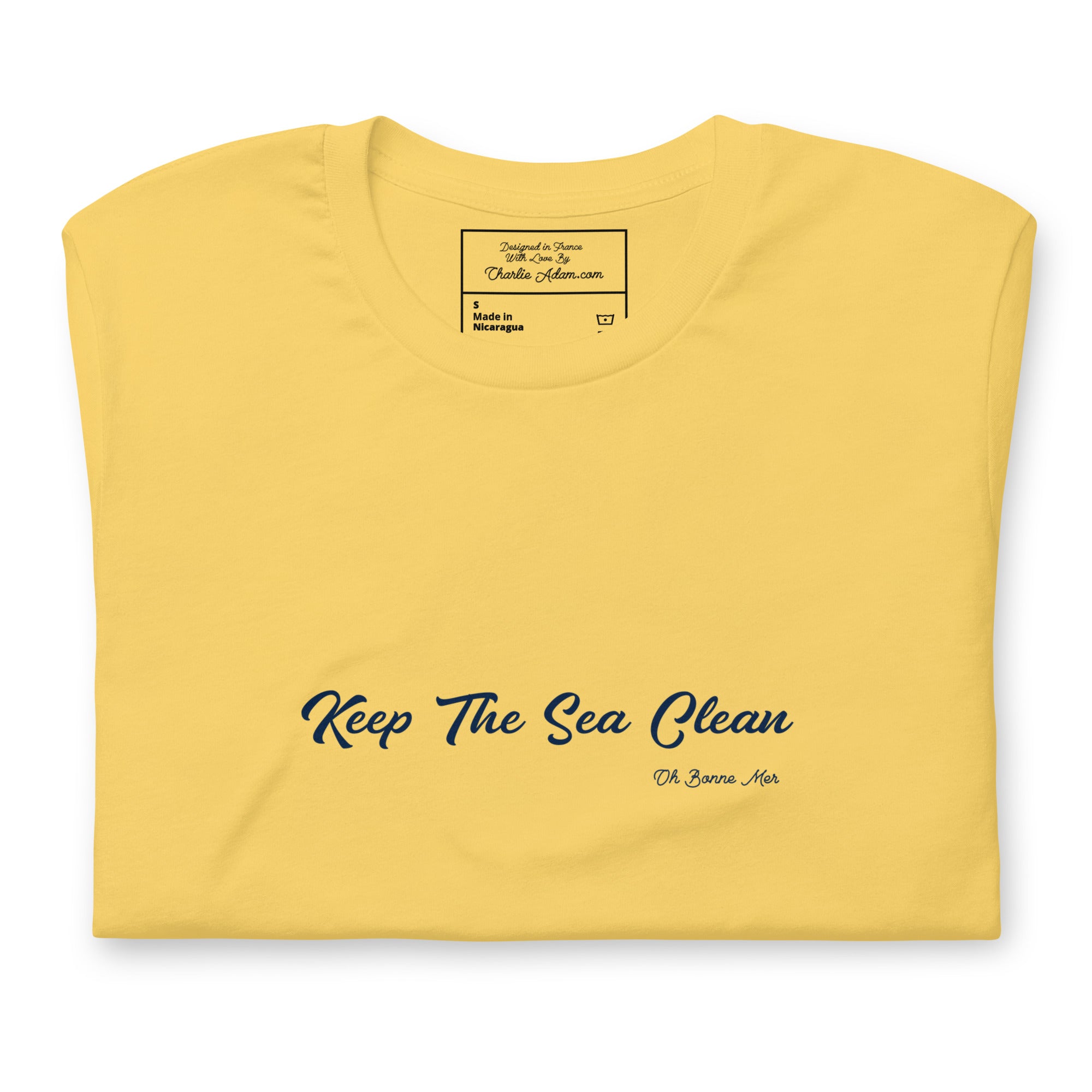 Unisex cotton t-shirt Keep The Sea Clean Navy on bright colors