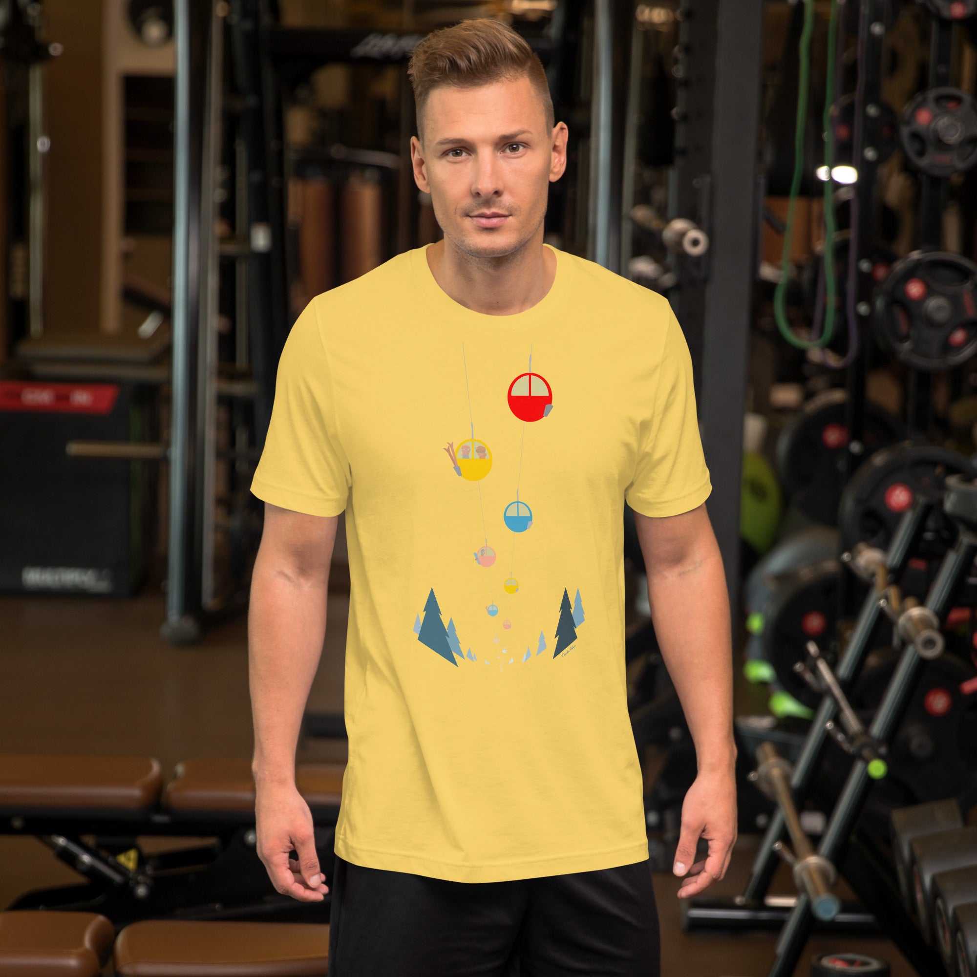 T-shirt en coton unisexe Gondolas in the mist sur couleurs claires