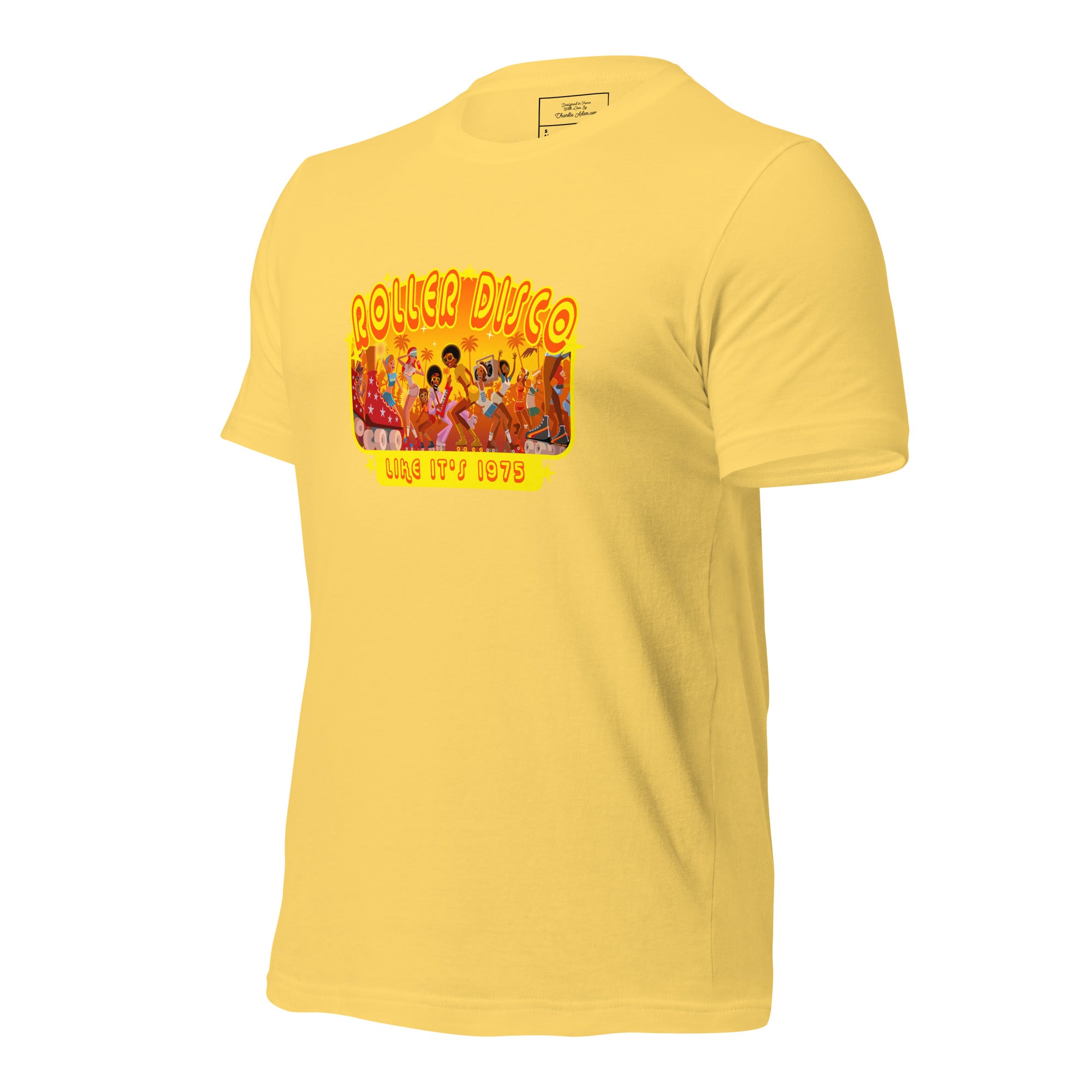 T-shirt en coton unisexe Roller Disco 1975 sur couleurs vives
