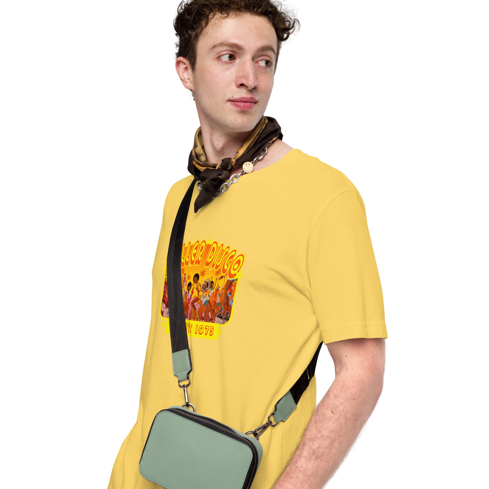 T-shirt en coton unisexe Roller Disco 1975 sur couleurs vives