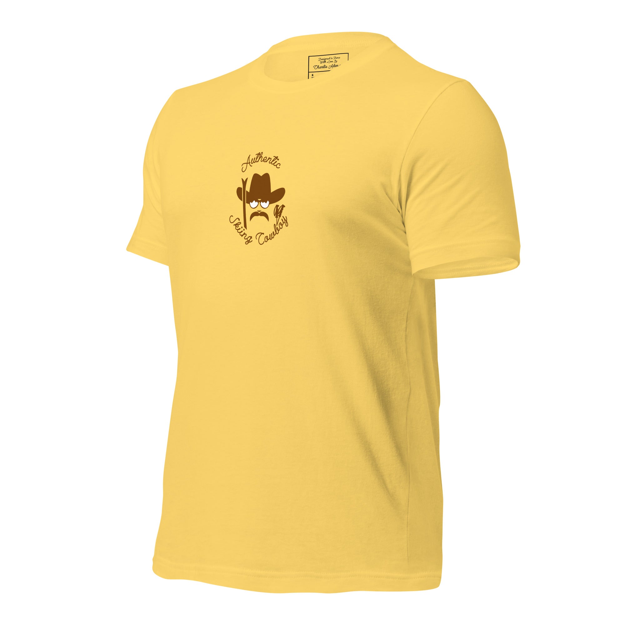 Unisex cotton t-shirt Authentic Skiing Cowboy on bright colors