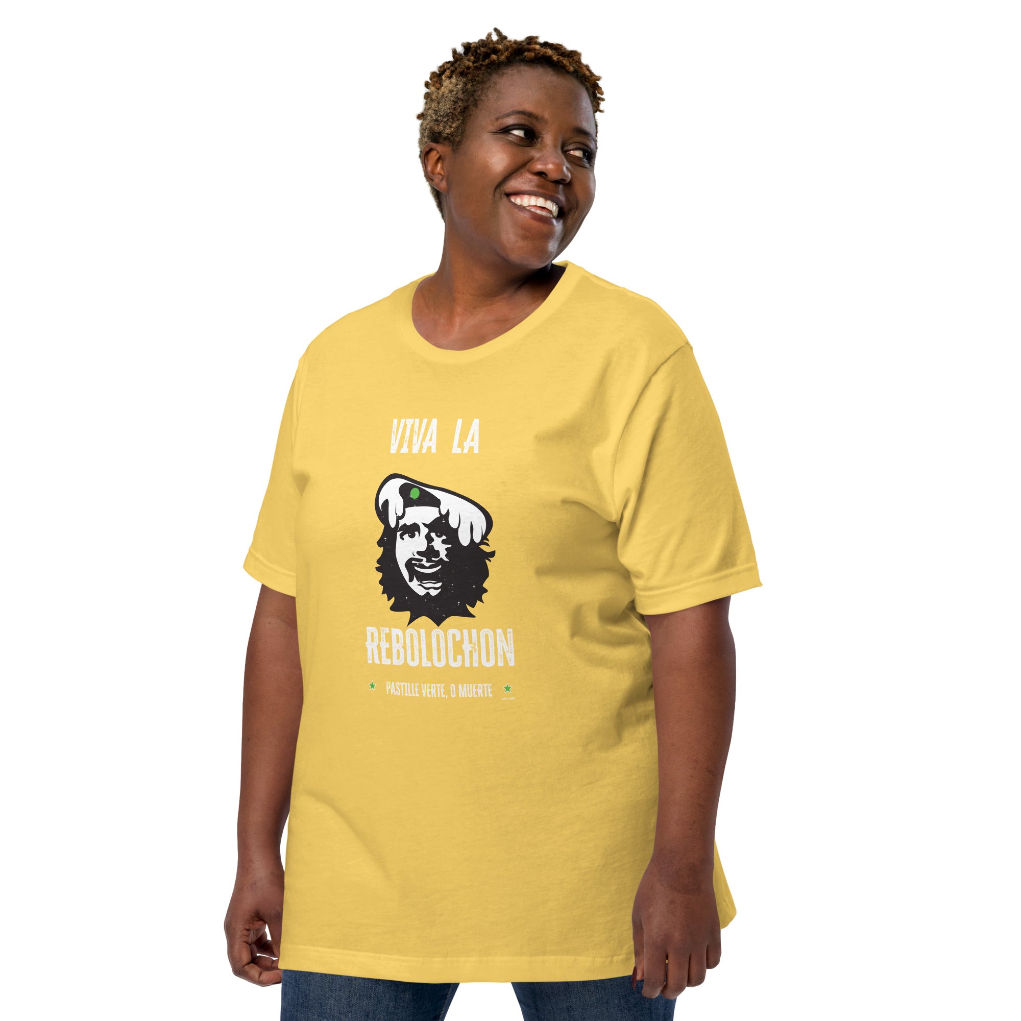 T-shirt en coton unisexe Viva la Rebolochon sur couleurs vives