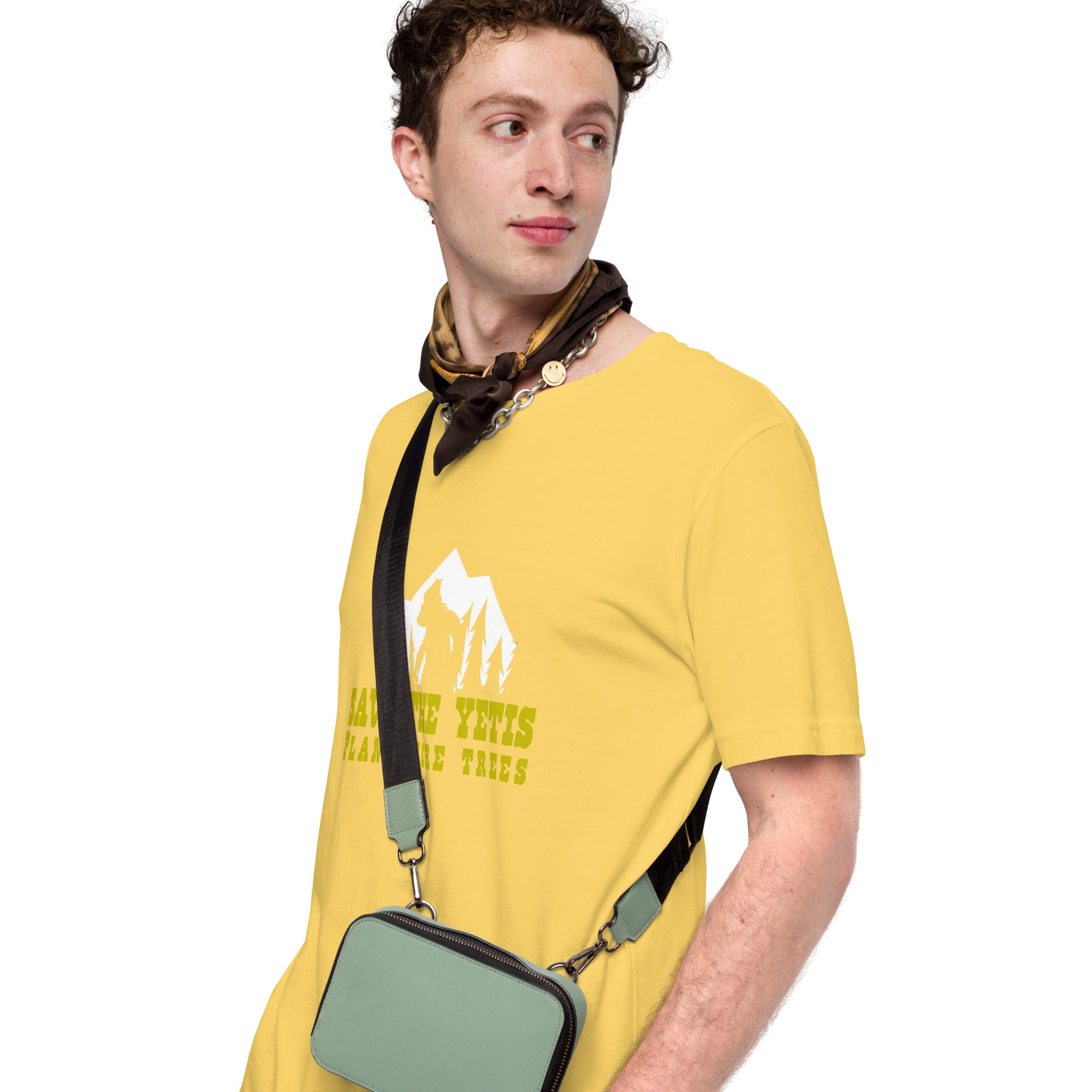 Unisex cotton t-shirt Save the Yetis Plant more Trees on bright colors (front & back)