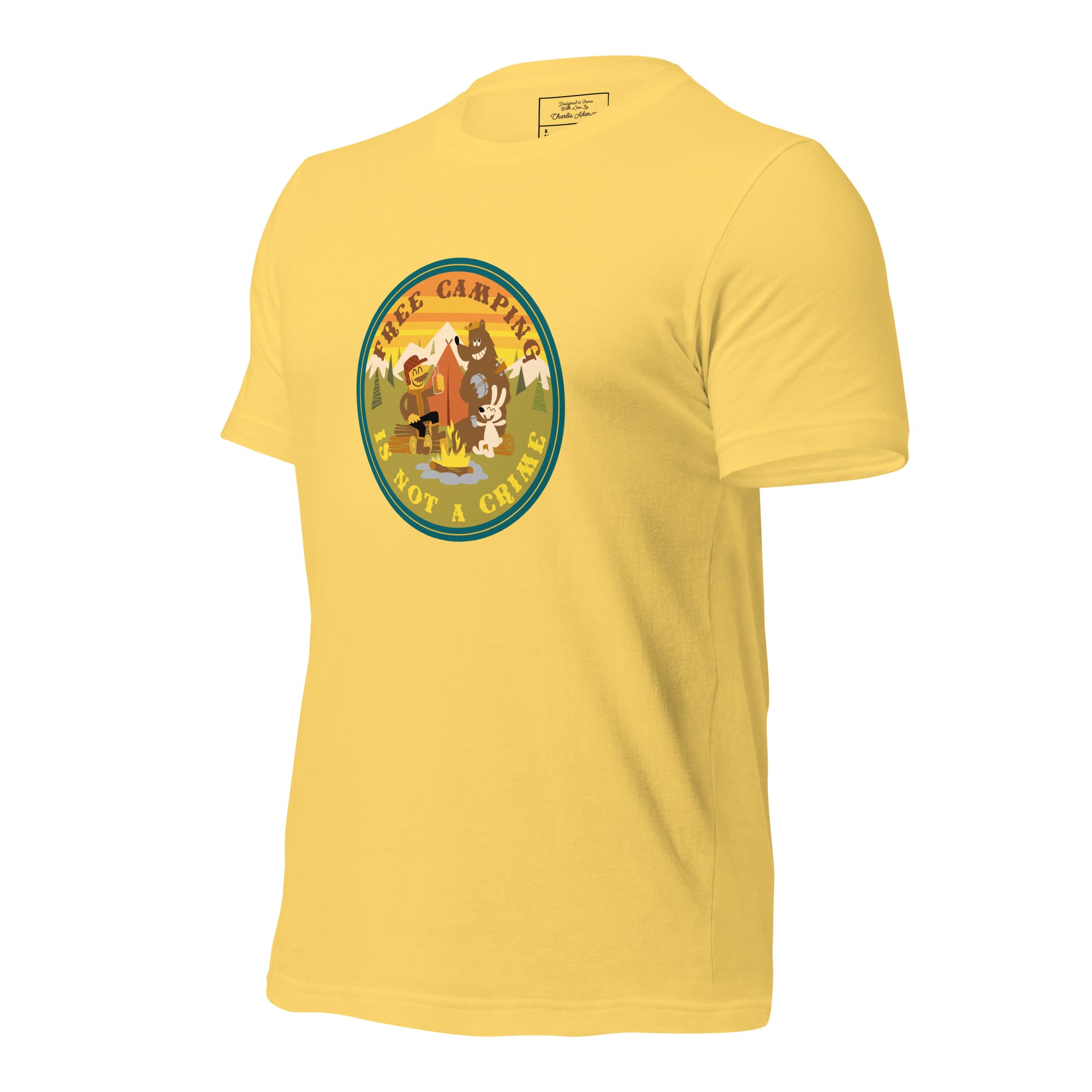 Unisex cotton t-shirt Free Camping is not a Crime on bright colors