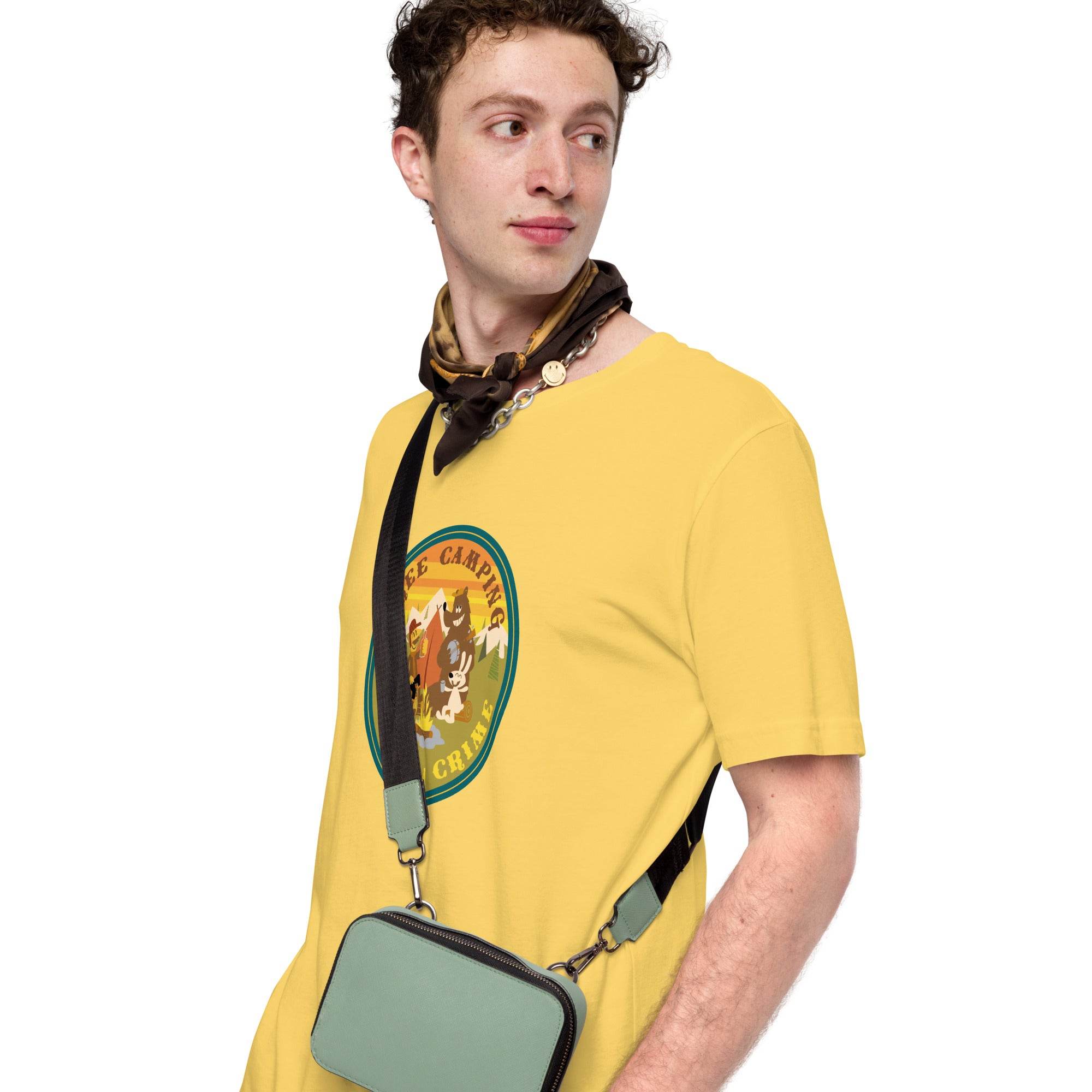 Unisex cotton t-shirt Free Camping is not a Crime on bright colors