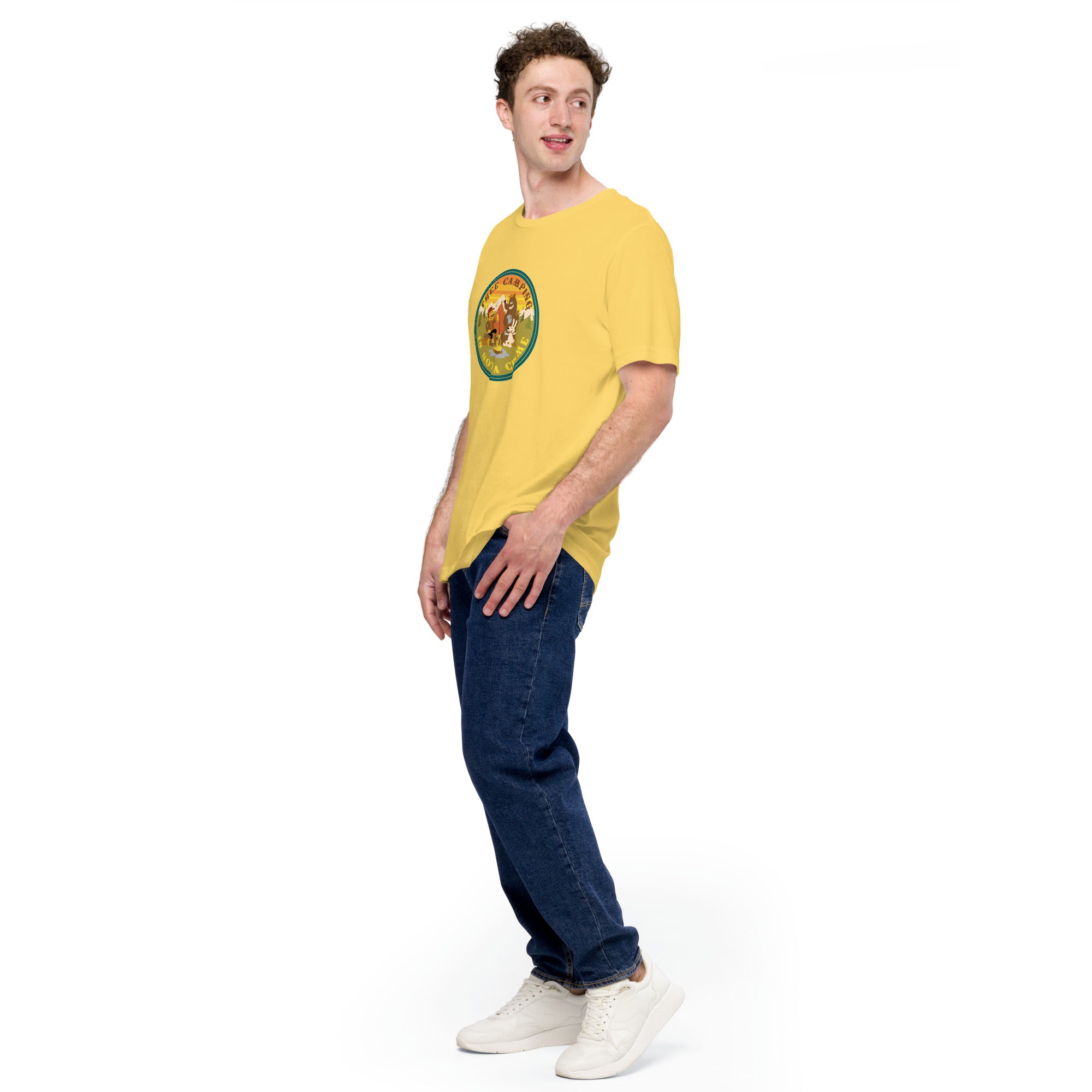 Unisex cotton t-shirt Free Camping is not a Crime on bright colors
