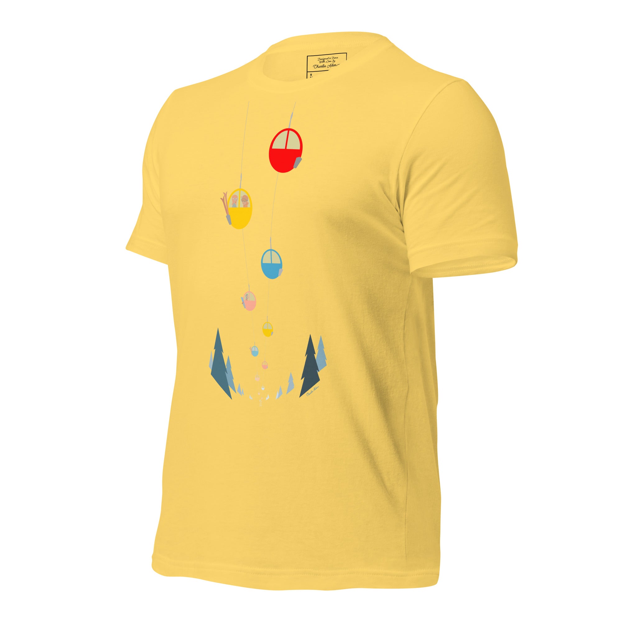 T-shirt en coton unisexe Gondolas in the mist sur couleurs claires