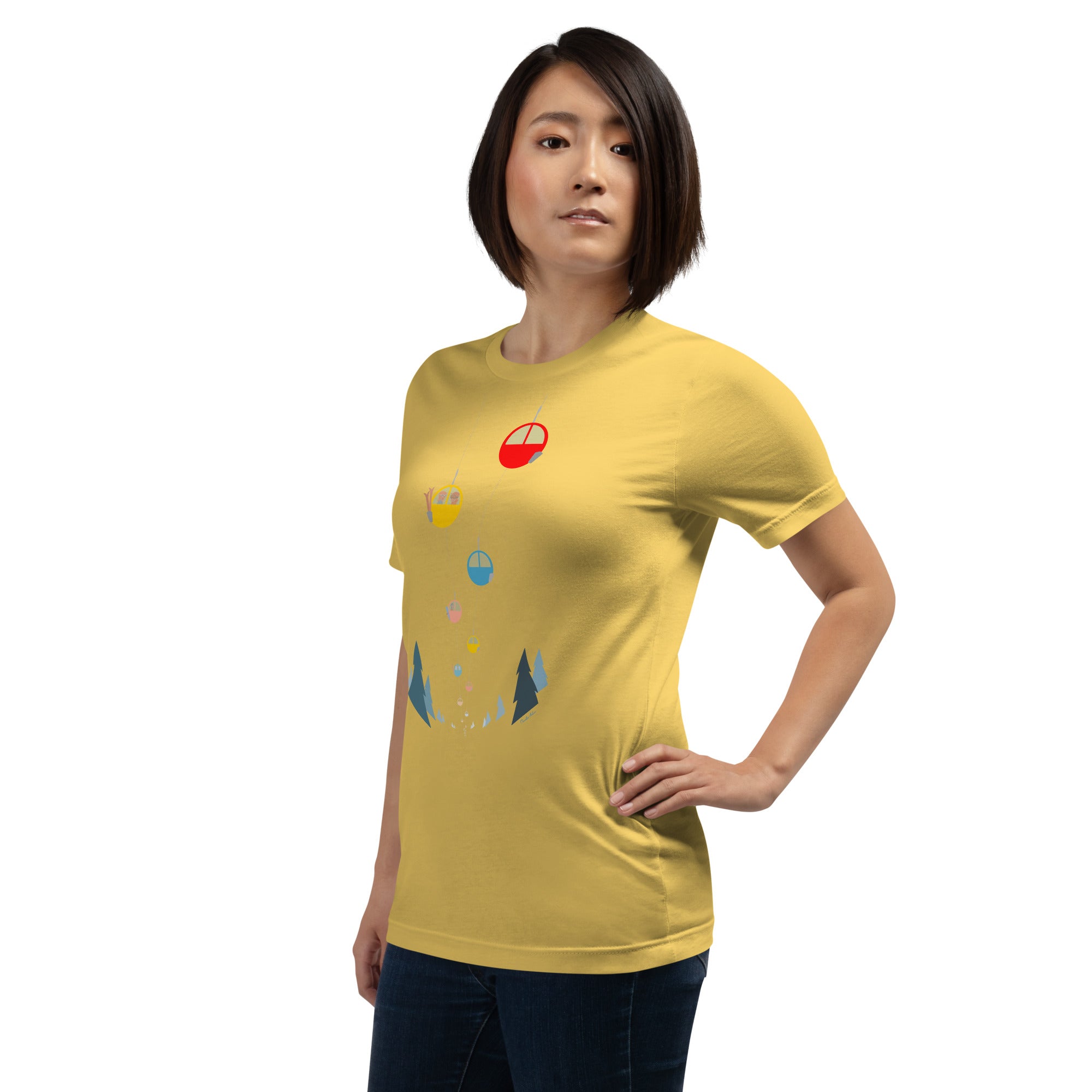 T-shirt en coton unisexe Gondolas in the mist sur couleurs claires