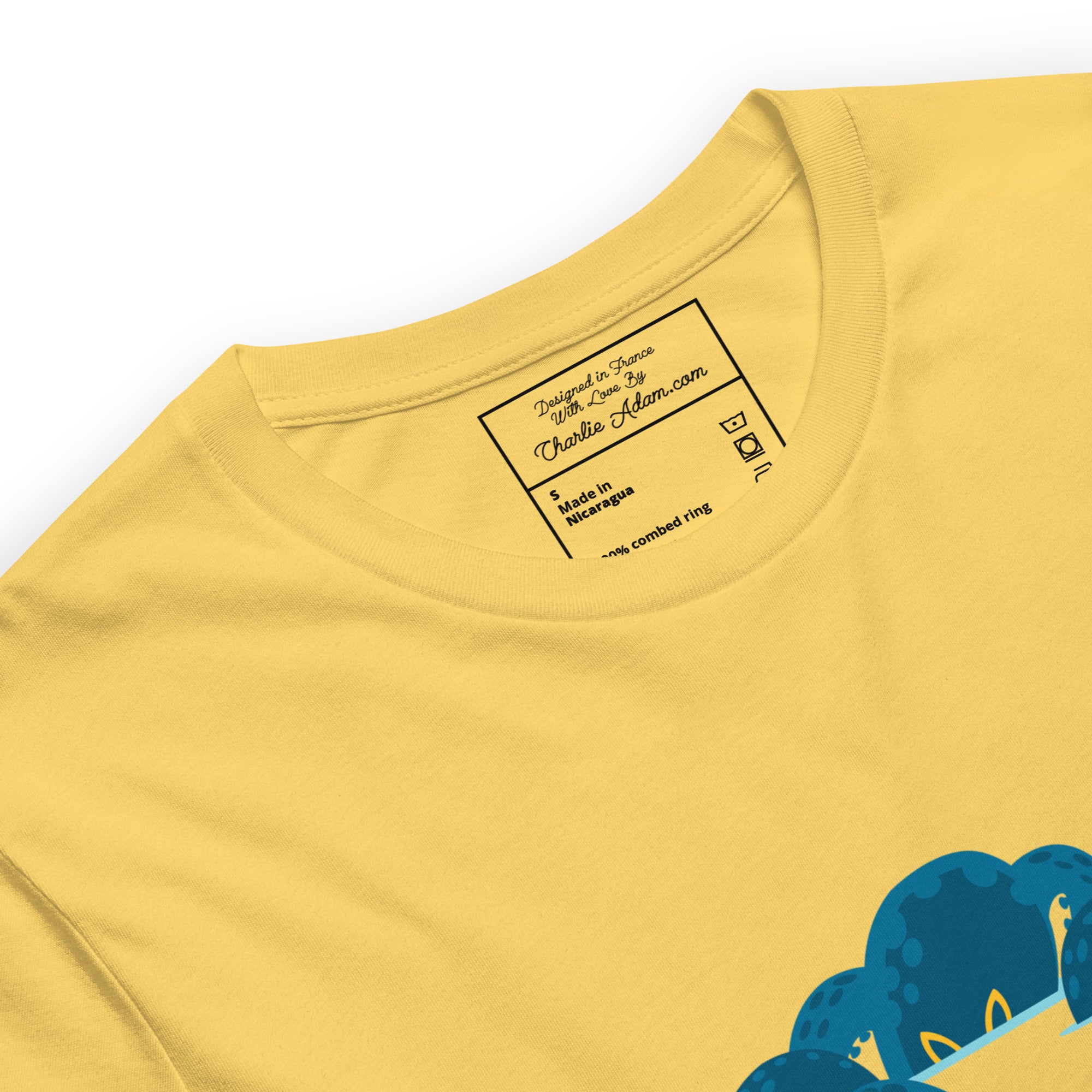 T-shirt en coton unisexe Octopus Blue sur couleurs vives