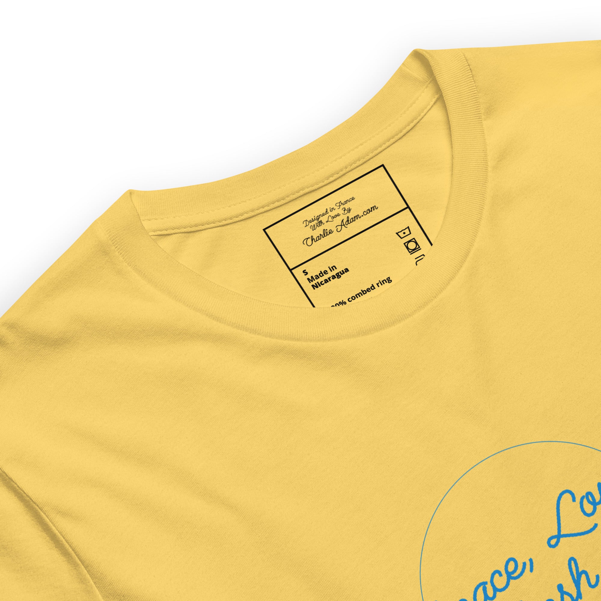 T-shirt en coton unisexe Peace, Love and Fresh Snow sur couleurs vives