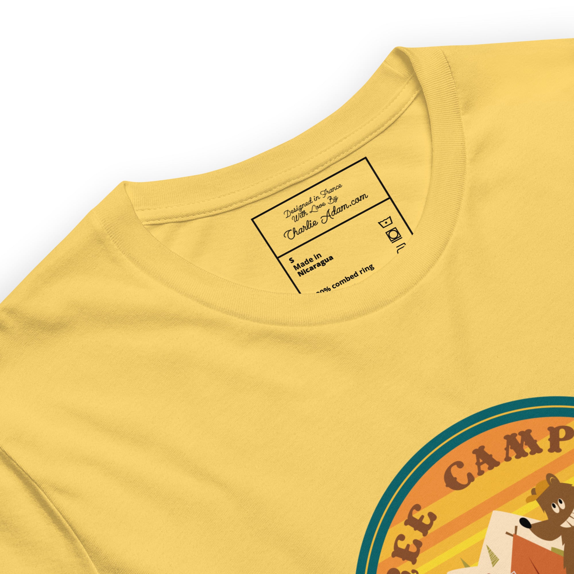 Unisex cotton t-shirt Free Camping is not a Crime on bright colors