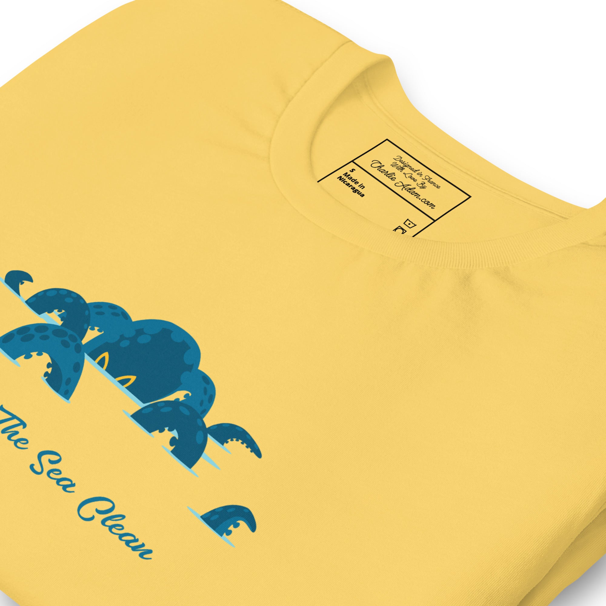 T-shirt en coton unisexe Octopus Blue sur couleurs vives