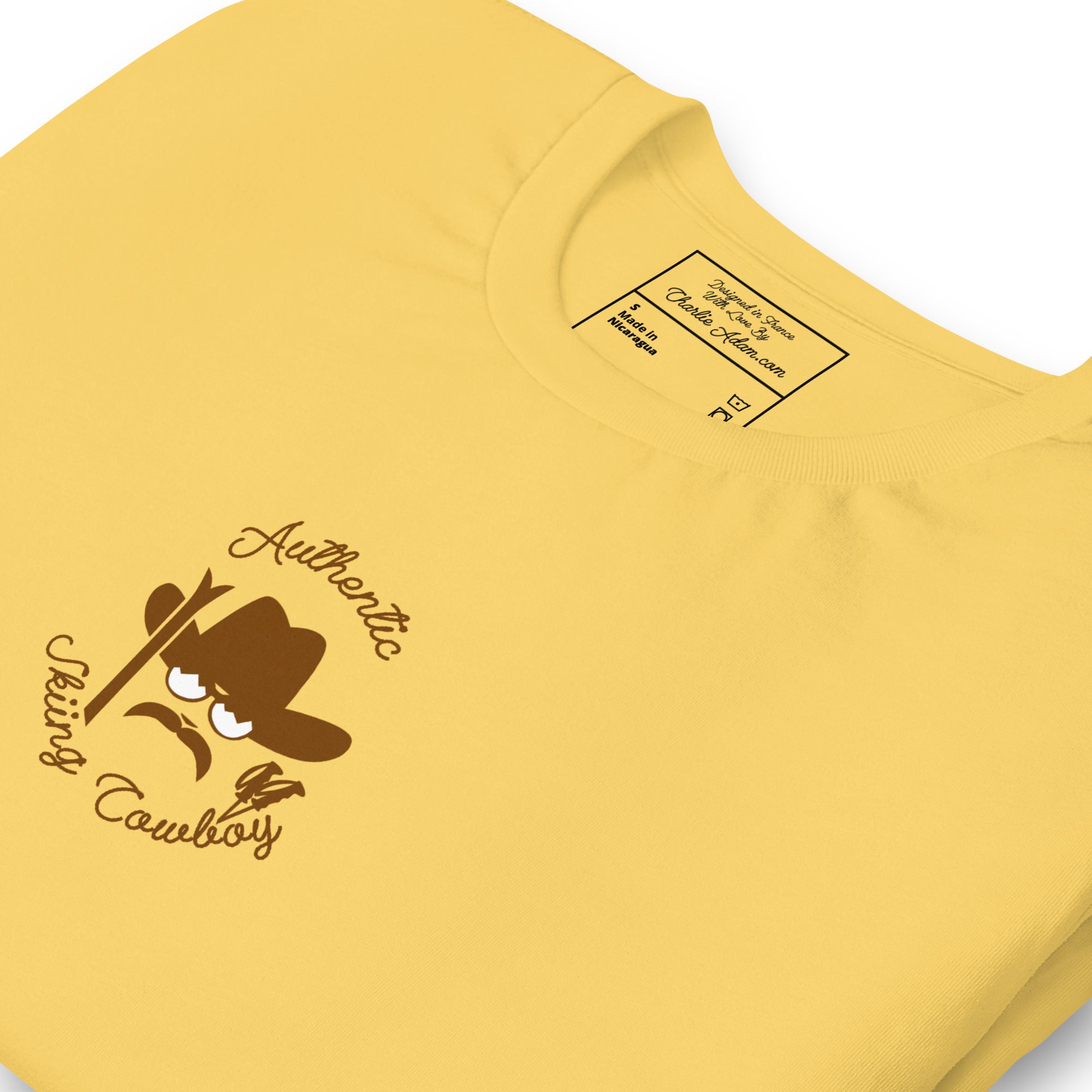 Unisex cotton t-shirt Authentic Skiing Cowboy on bright colors