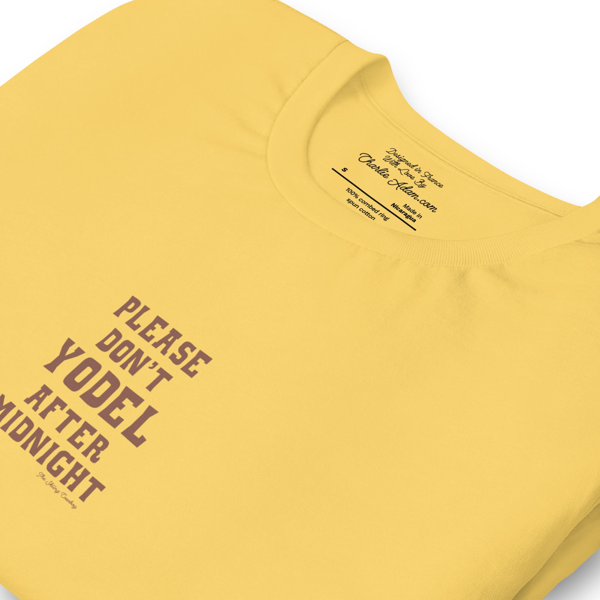 T-shirt en coton unisexe Don't Yodel After Midnight texte foncé sur couleurs vives