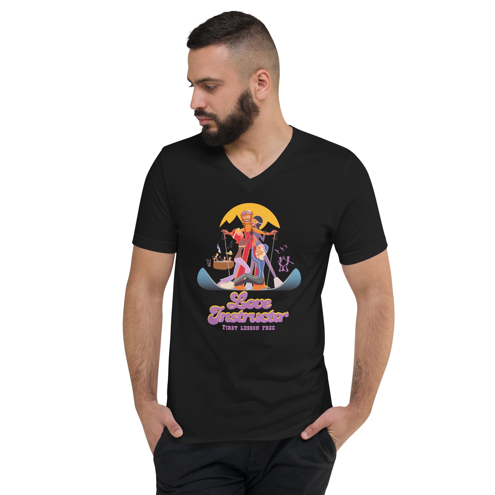 Unisex V-Neck T-Shirt Love instructor First lesson free