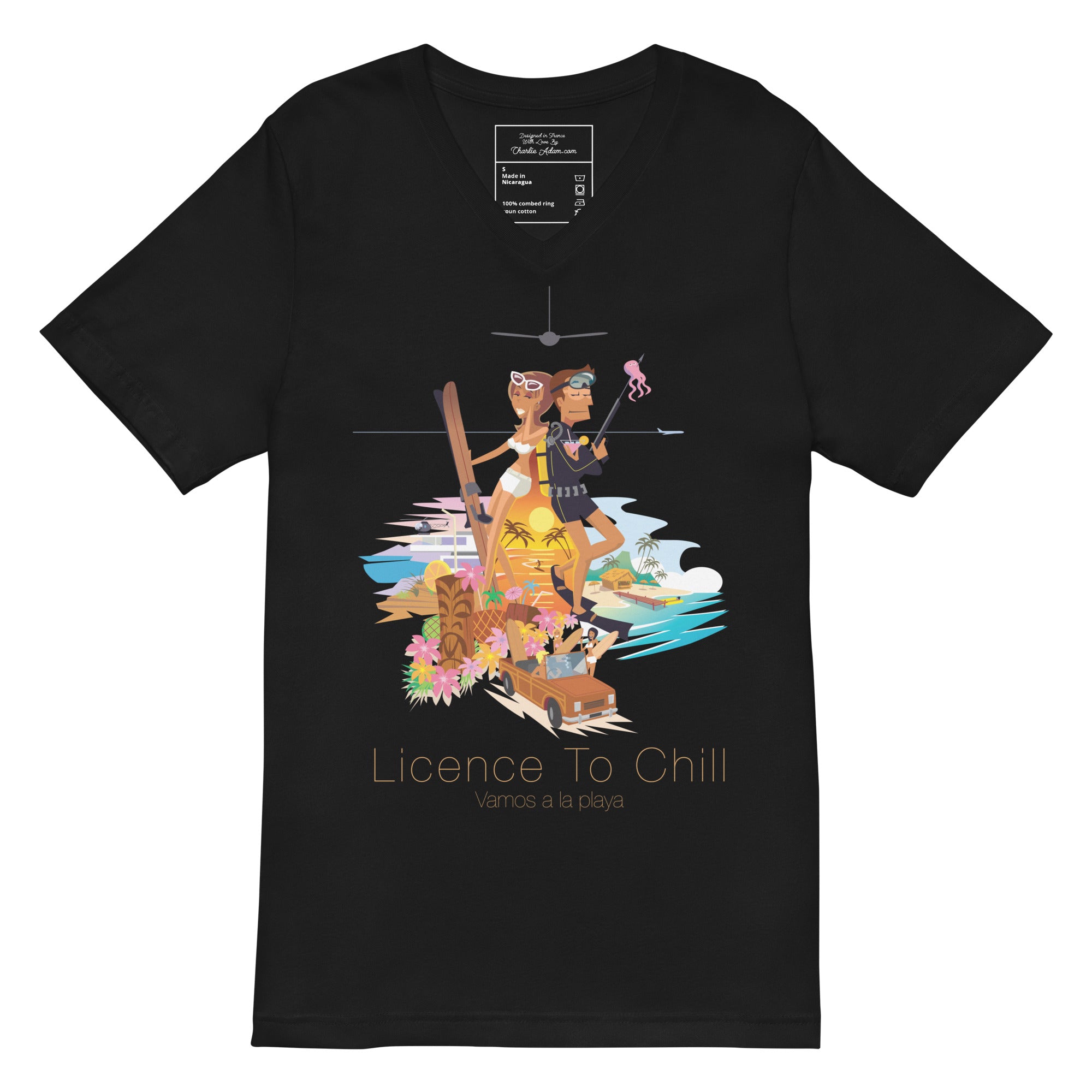 Unisex V-Neck T-Shirt License to Chill Vamos a la Playa
