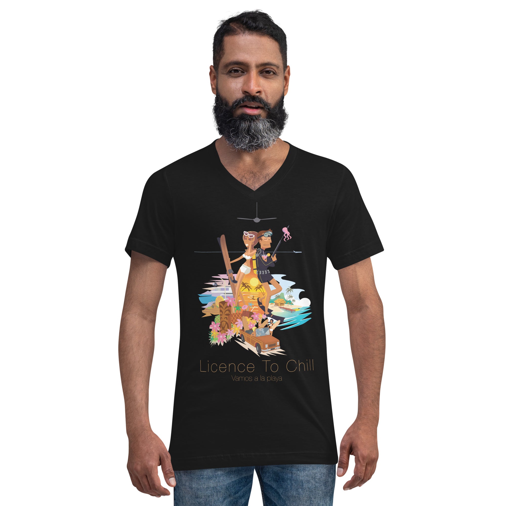 Unisex V-Neck T-Shirt License to Chill Vamos a la Playa