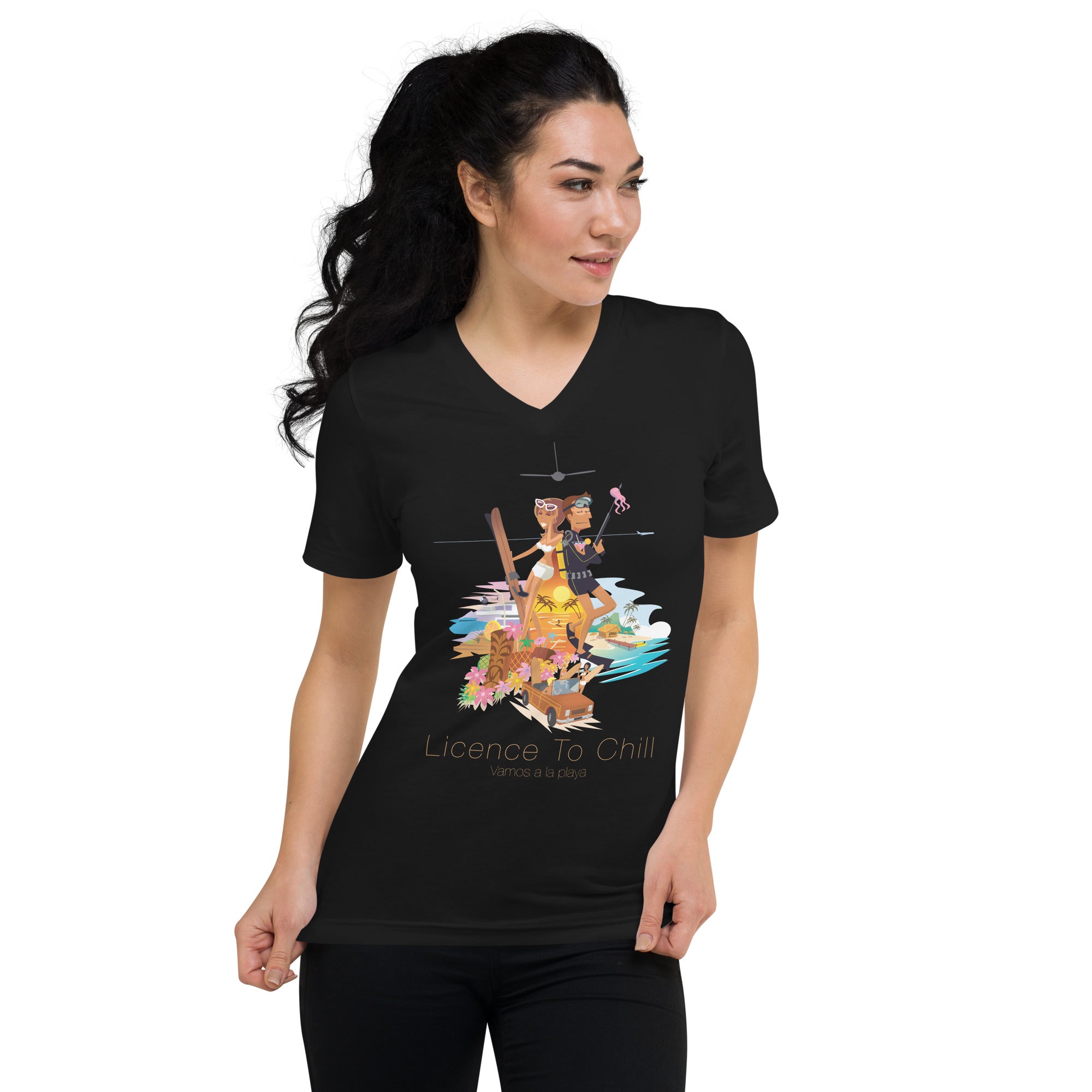 Unisex V-Neck T-Shirt License to Chill Vamos a la Playa