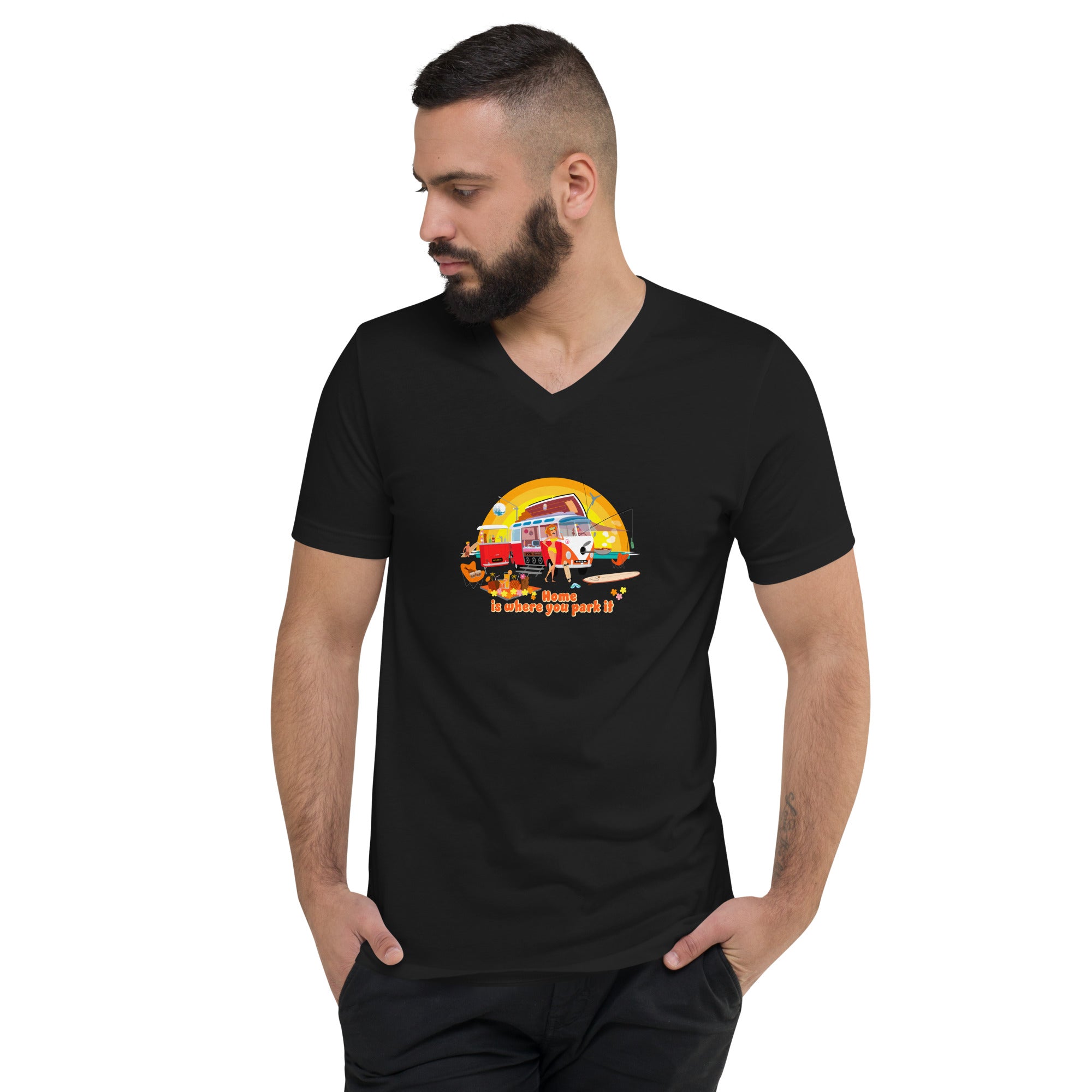 Unisex V-Neck T-Shirt Ultra Combi: Home is where you park it