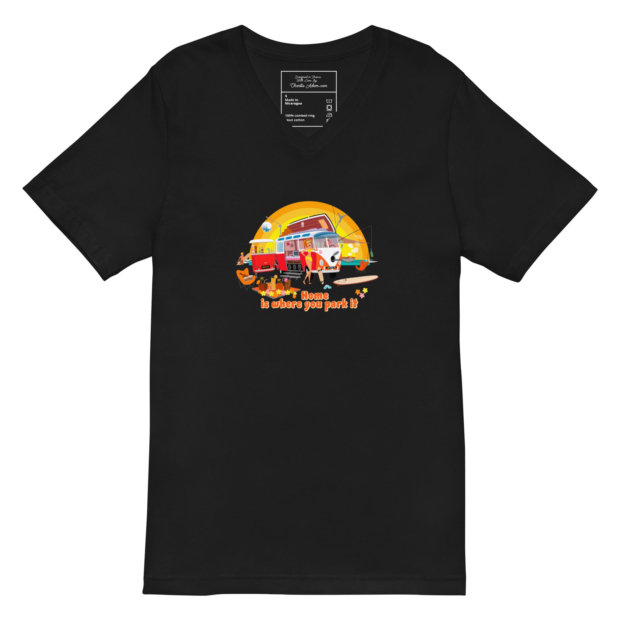 Unisex V-Neck T-Shirt Ultra Combi: Home is where you park it