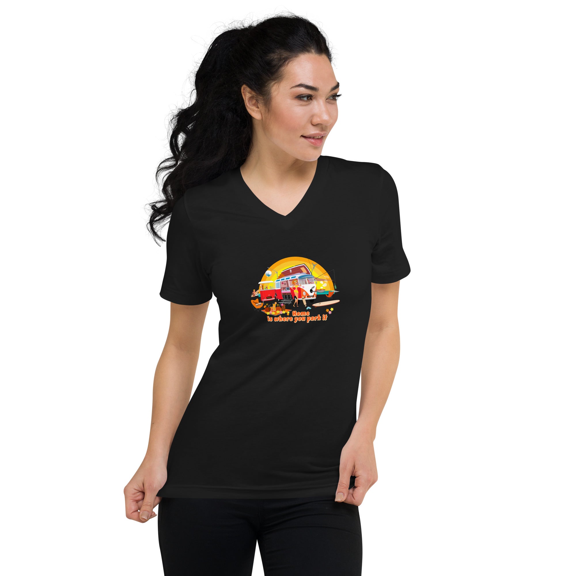 Unisex V-Neck T-Shirt Ultra Combi: Home is where you park it