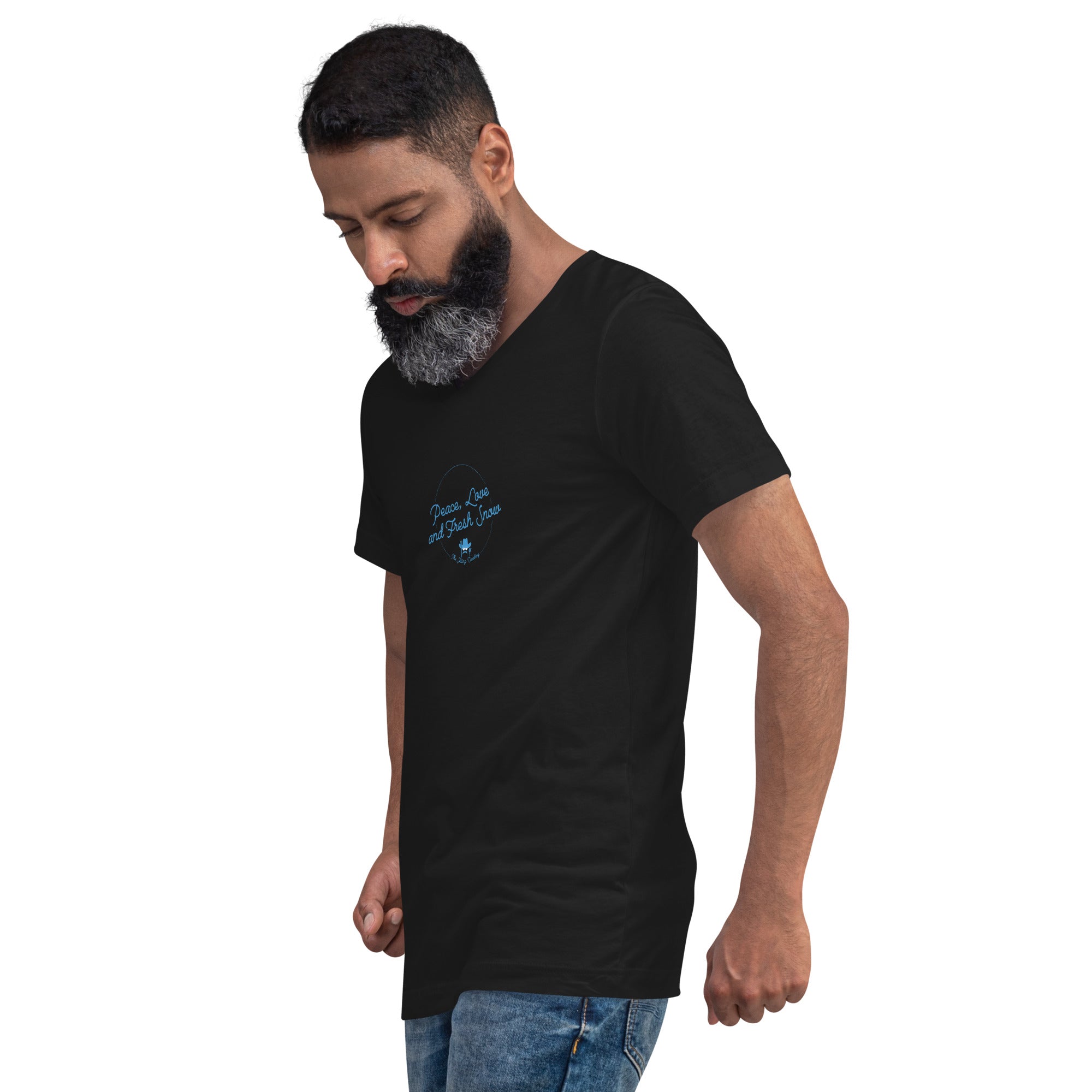 T-shirt unisexe Col V Peace, Love and Fresh Snow