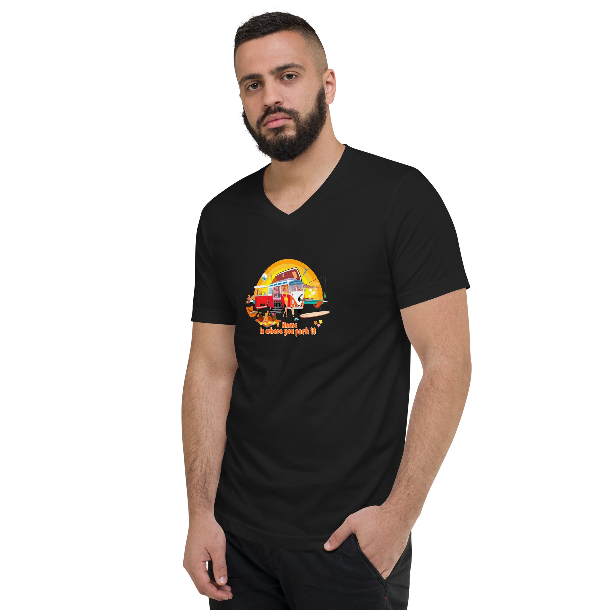 Unisex V-Neck T-Shirt Ultra Combi: Home is where you park it