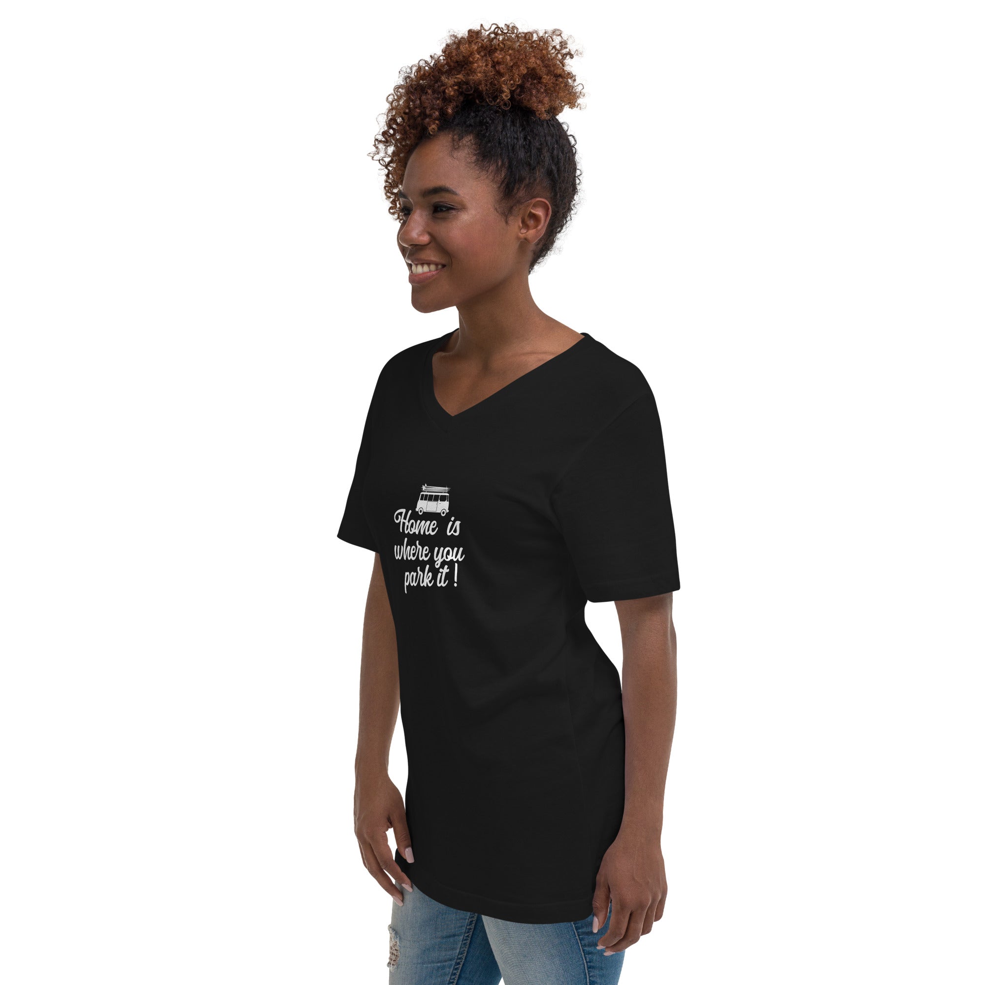 Unisex V-Neck T-Shirt White Surf Combi Home is where you park it