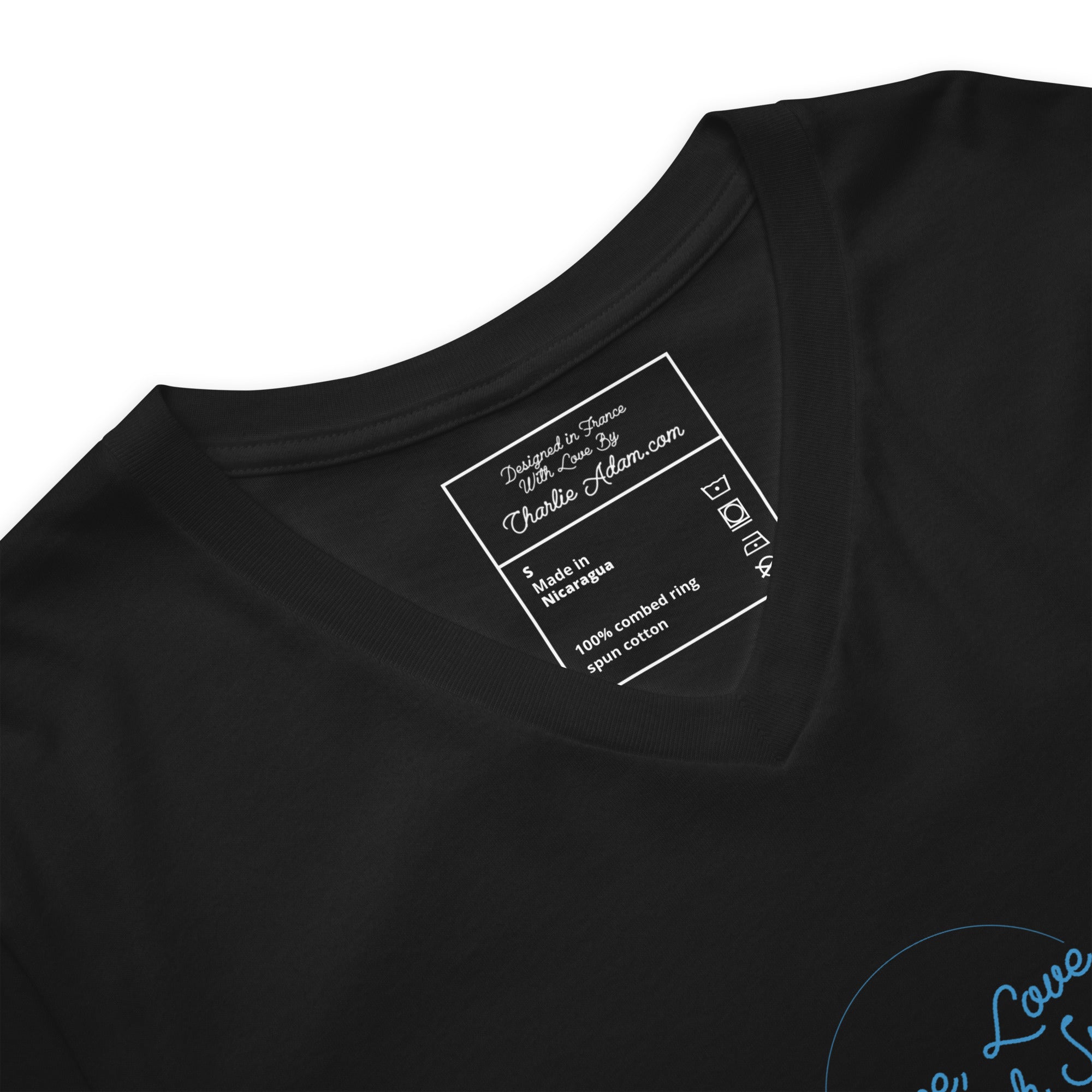 T-shirt unisexe Col V Peace, Love and Fresh Snow