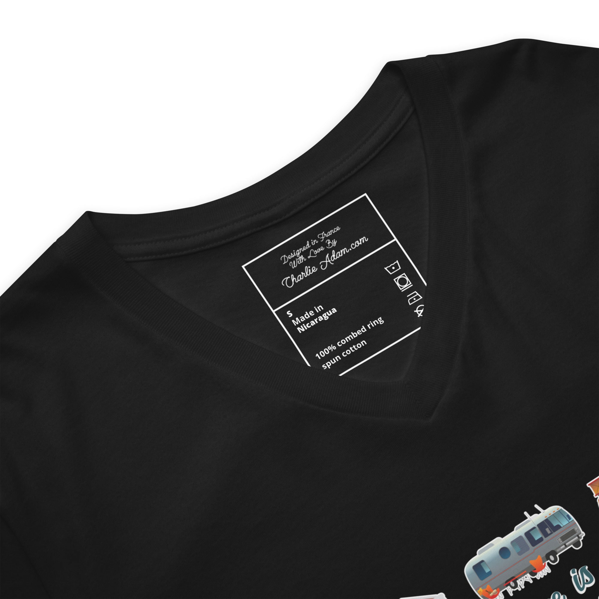 Unisex V-Neck T-Shirt Square Vintage Campers